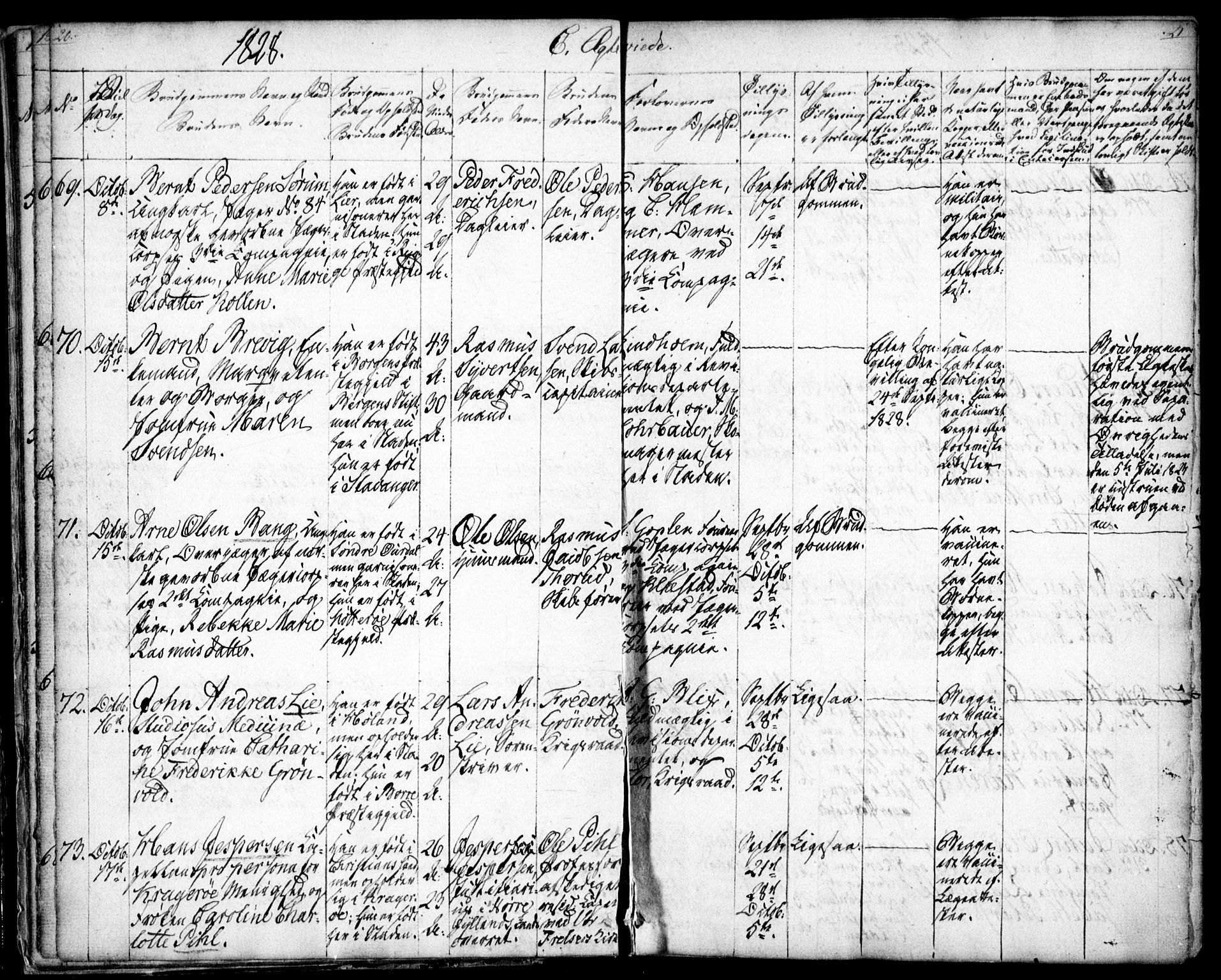 Oslo domkirke Kirkebøker, SAO/A-10752/F/Fa/L0019: Parish register (official) no. 19, 1828-1847, p. 20-21