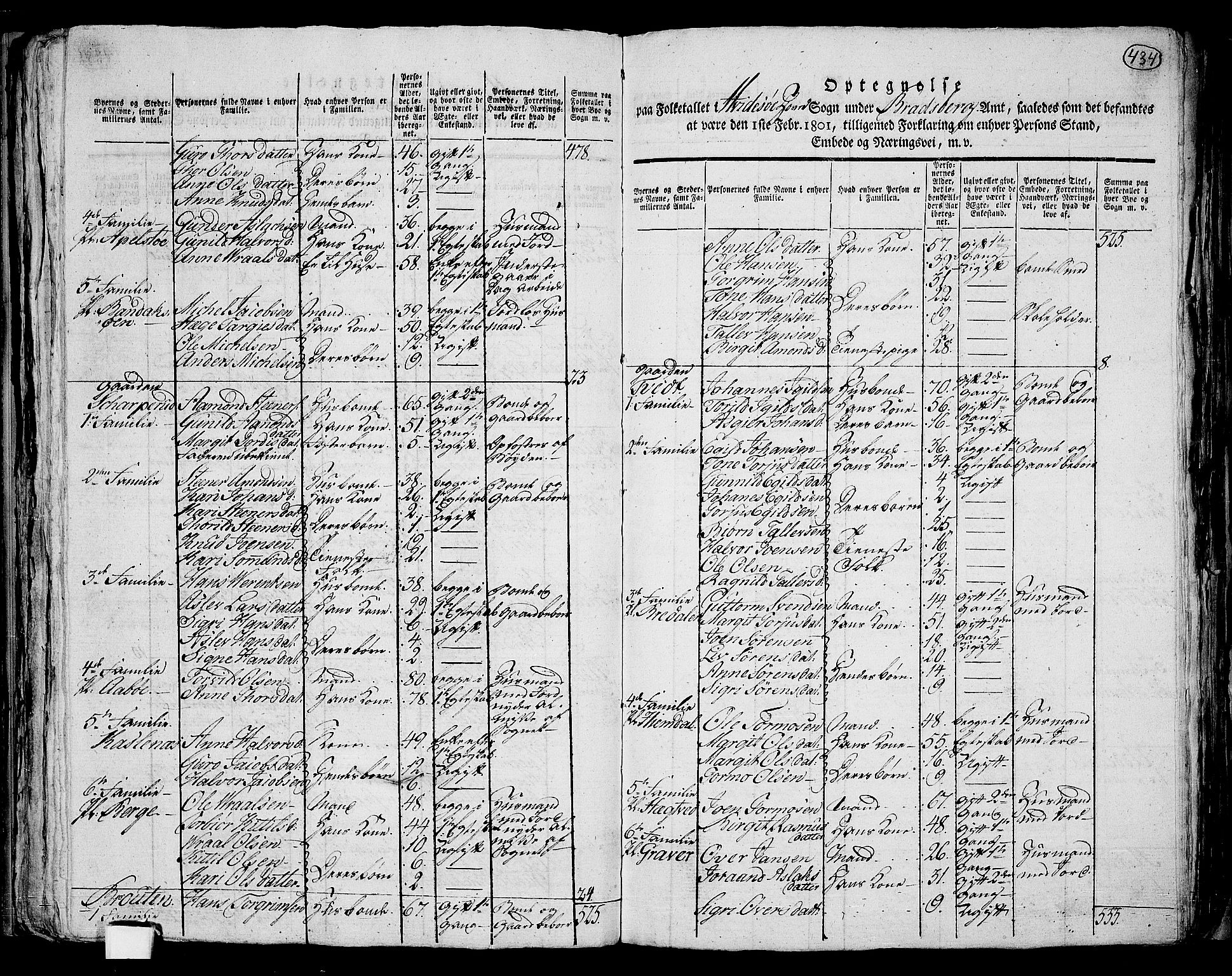 RA, 1801 census for 0829P Kviteseid, 1801, p. 433b-434a