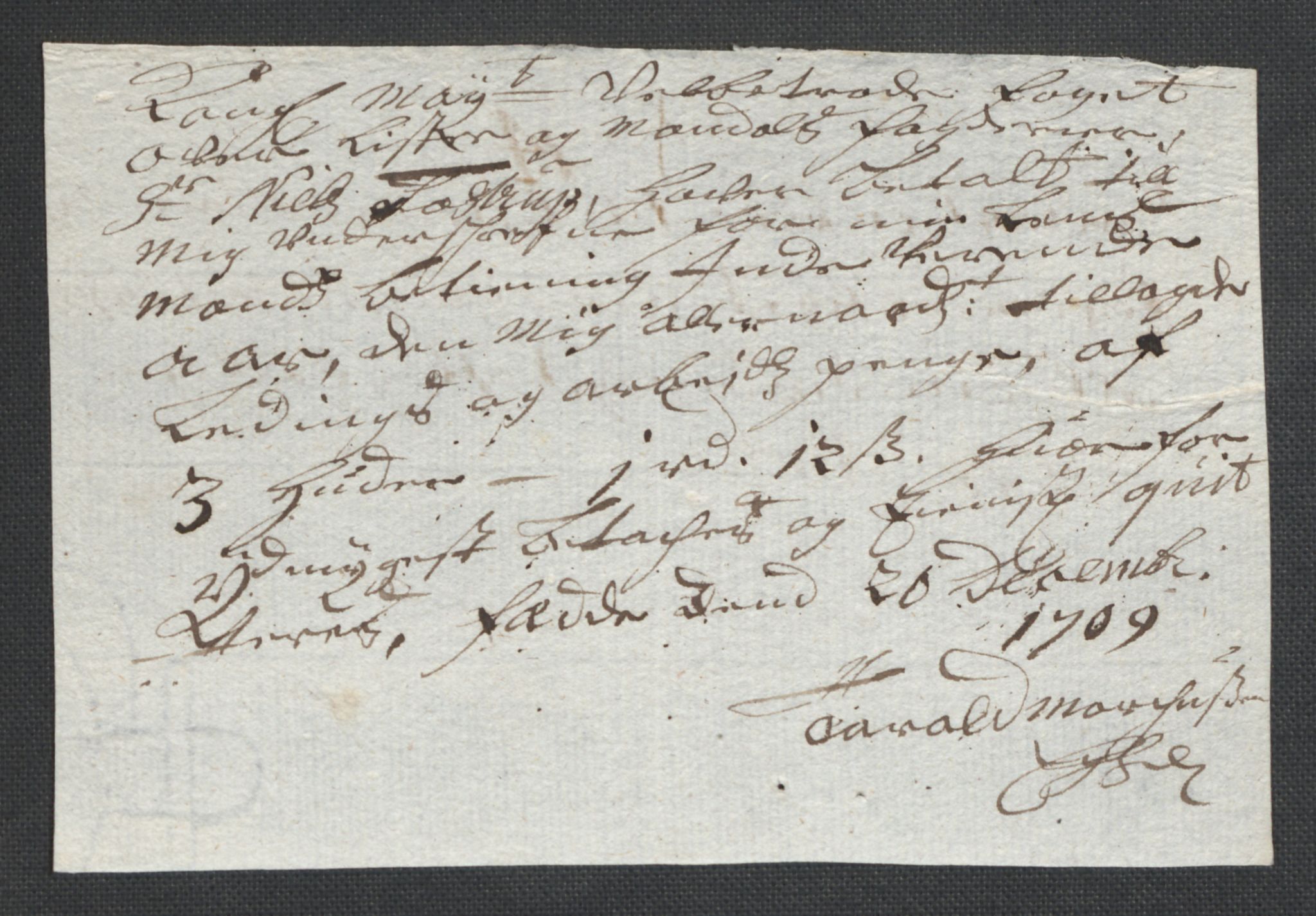 Rentekammeret inntil 1814, Reviderte regnskaper, Fogderegnskap, AV/RA-EA-4092/R43/L2552: Fogderegnskap Lista og Mandal, 1705-1709, p. 266