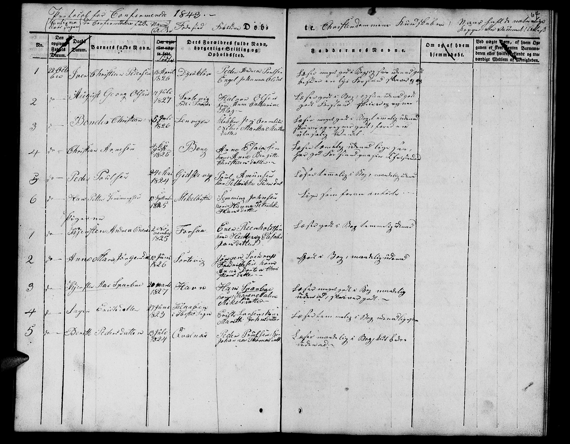 Tranøy sokneprestkontor, SATØ/S-1313/I/Ia/Iab/L0010klokker: Parish register (copy) no. 10, 1835-1844, p. 64