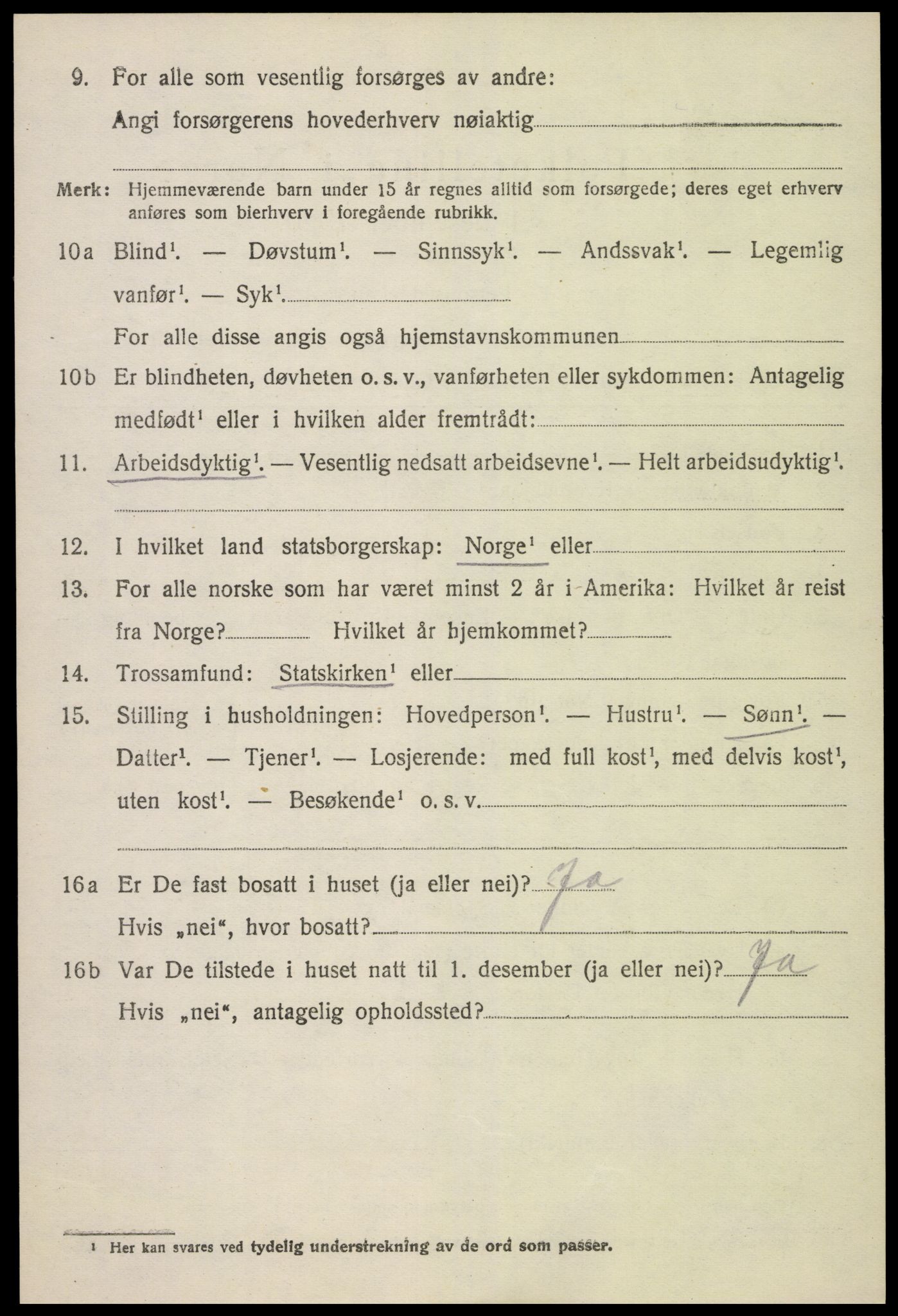 SAK, 1920 census for Øyestad, 1920, p. 2607