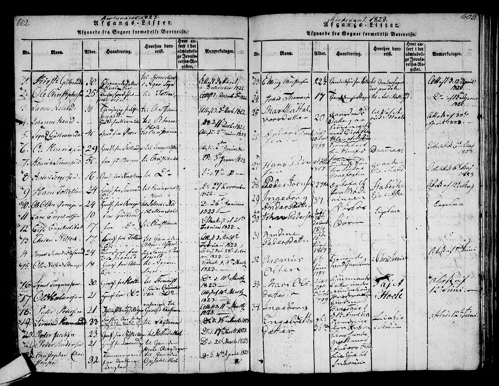 Norderhov kirkebøker, AV/SAKO-A-237/F/Fa/L0008: Parish register (official) no. 8, 1814-1833, p. 602-603