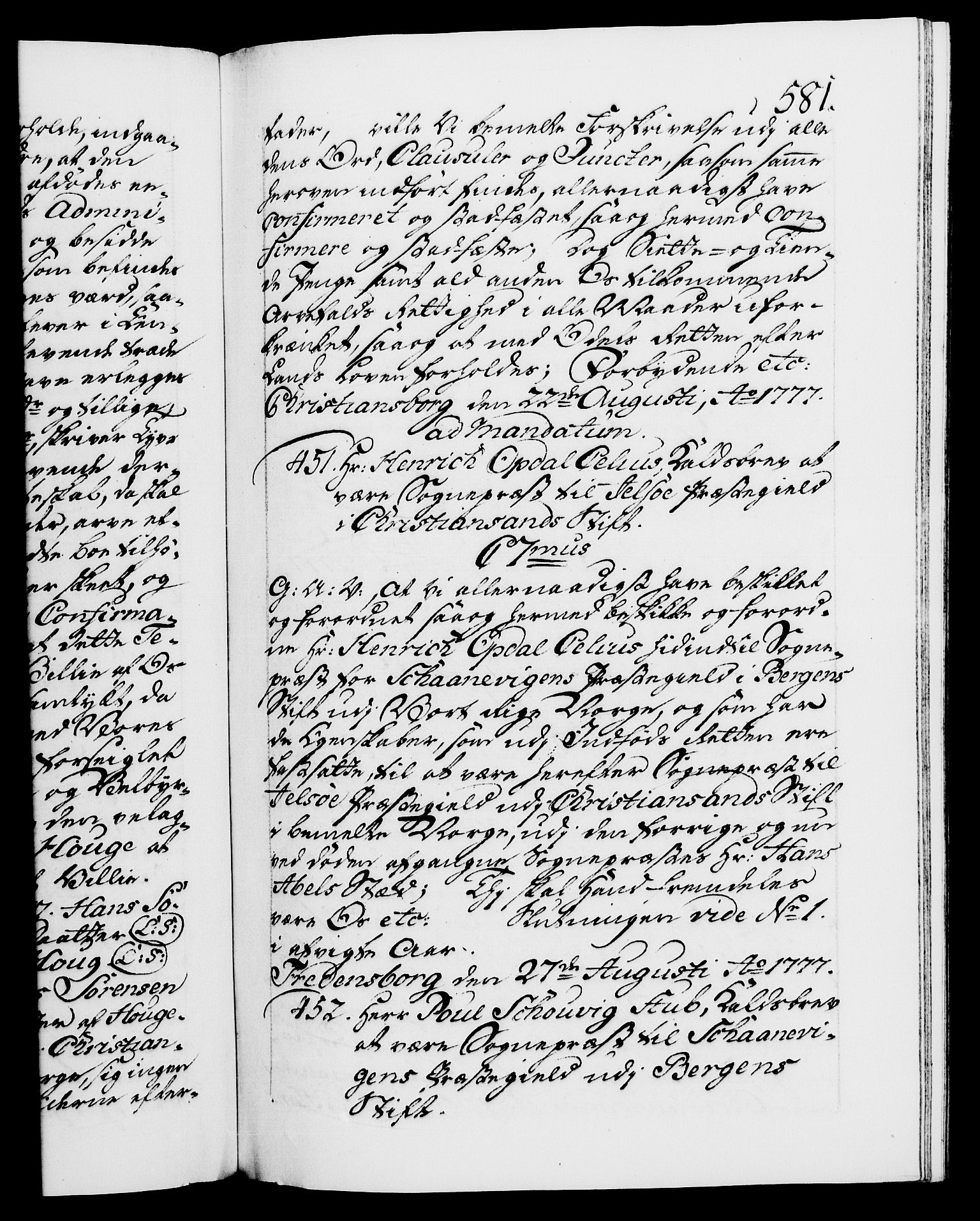 Danske Kanselli 1572-1799, AV/RA-EA-3023/F/Fc/Fca/Fcaa/L0047: Norske registre, 1776-1778, p. 581a