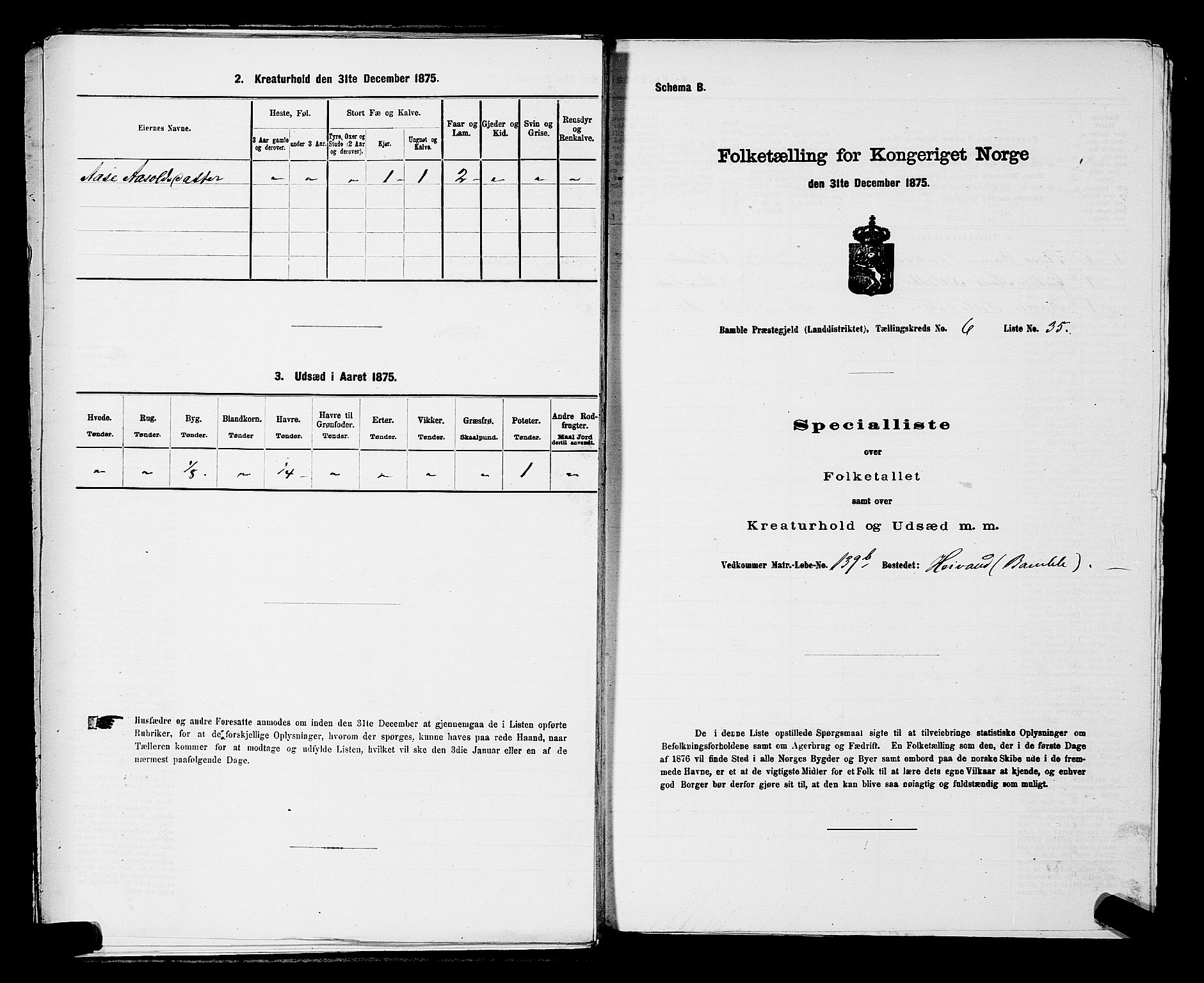 SAKO, 1875 census for 0814L Bamble/Bamble, 1875, p. 930