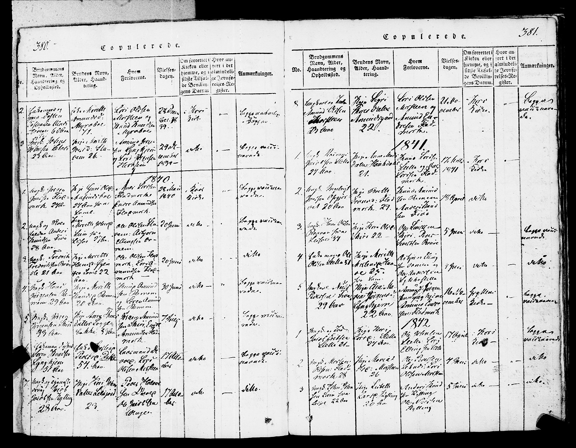 Ministerialprotokoller, klokkerbøker og fødselsregistre - Møre og Romsdal, SAT/A-1454/546/L0593: Parish register (official) no. 546A01, 1818-1853, p. 380-381