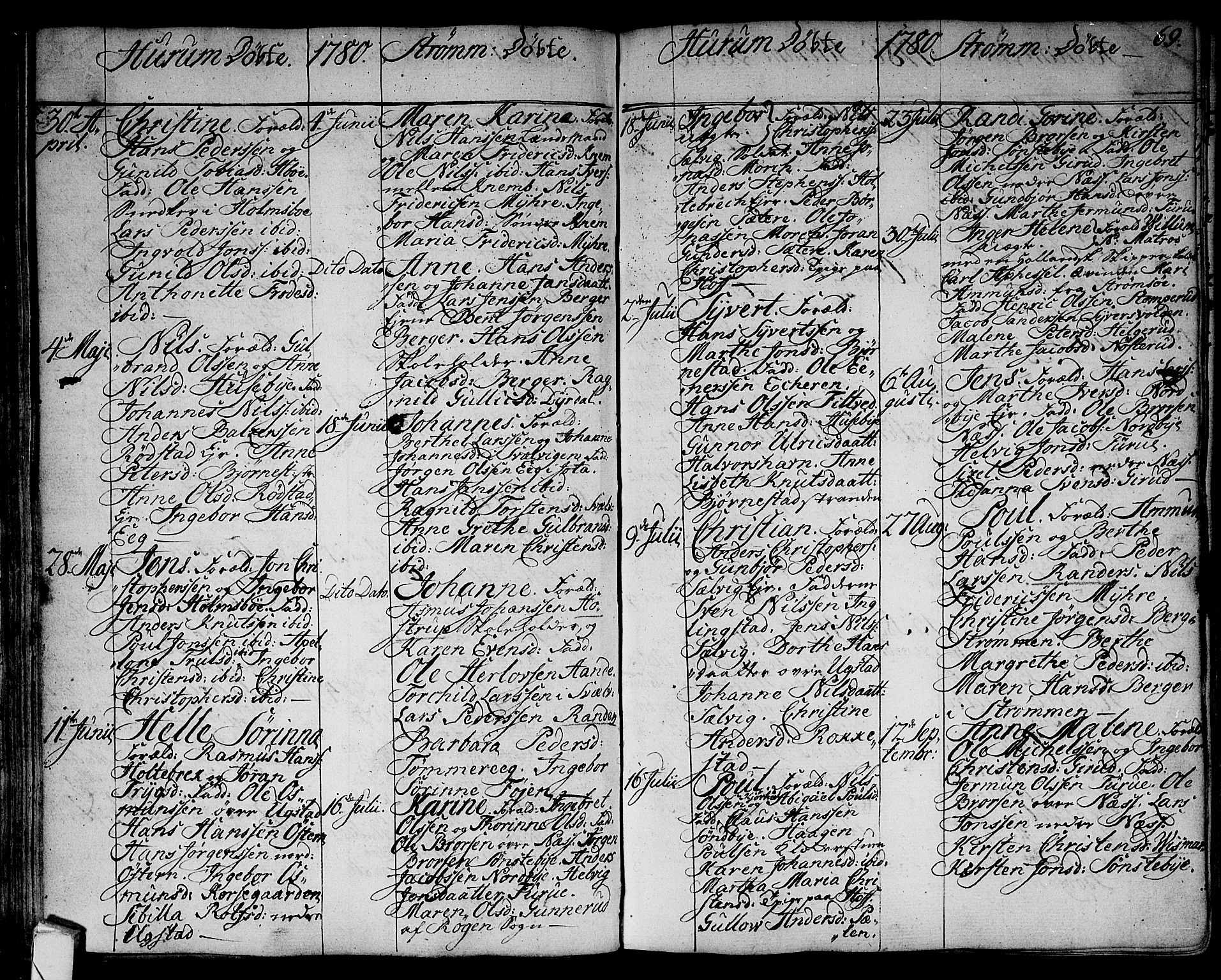 Hurum kirkebøker, AV/SAKO-A-229/F/Fa/L0007: Parish register (official) no. 7, 1771-1810, p. 69