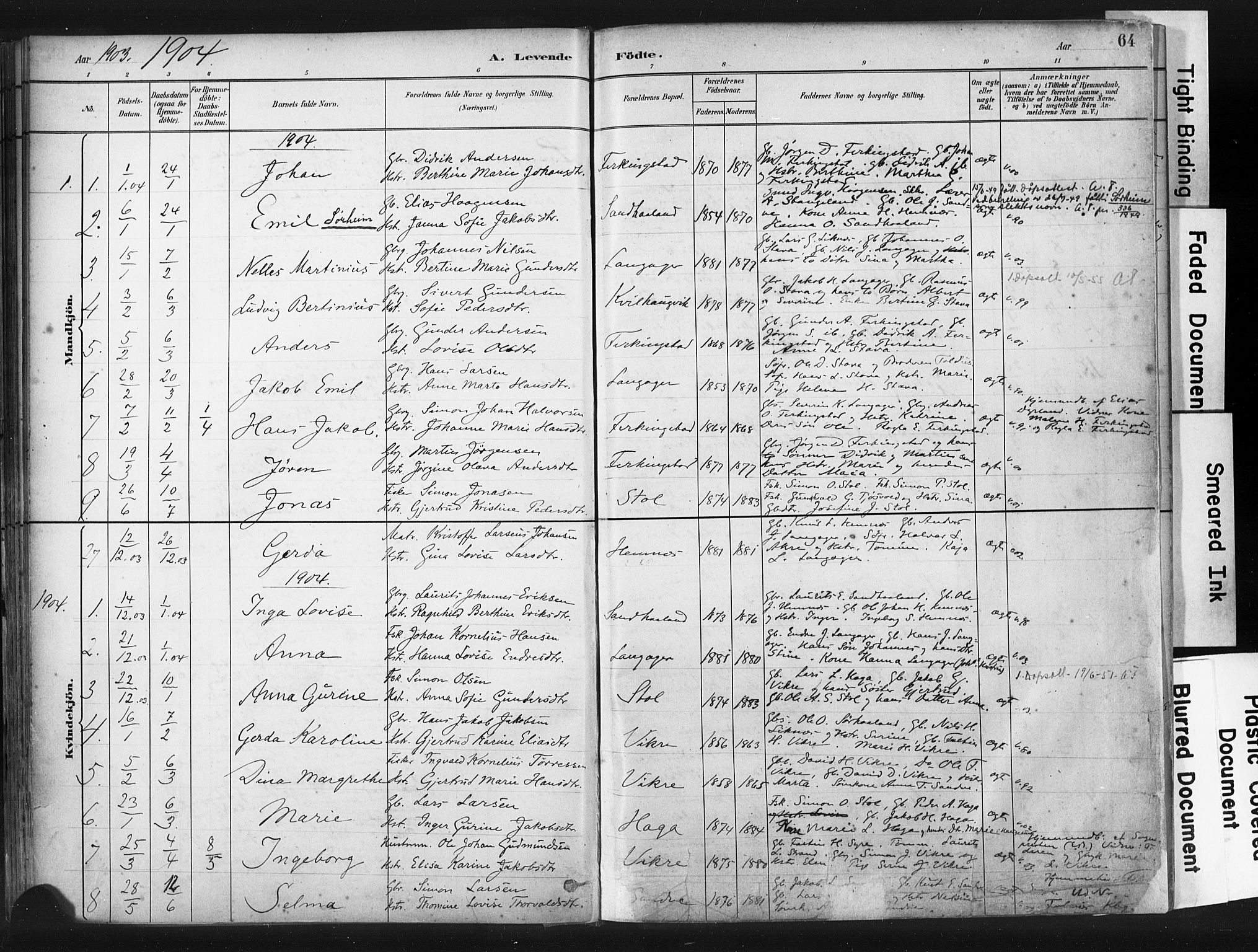 Skudenes sokneprestkontor, SAST/A -101849/H/Ha/Haa/L0010: Parish register (official) no. A 7, 1882-1912, p. 64