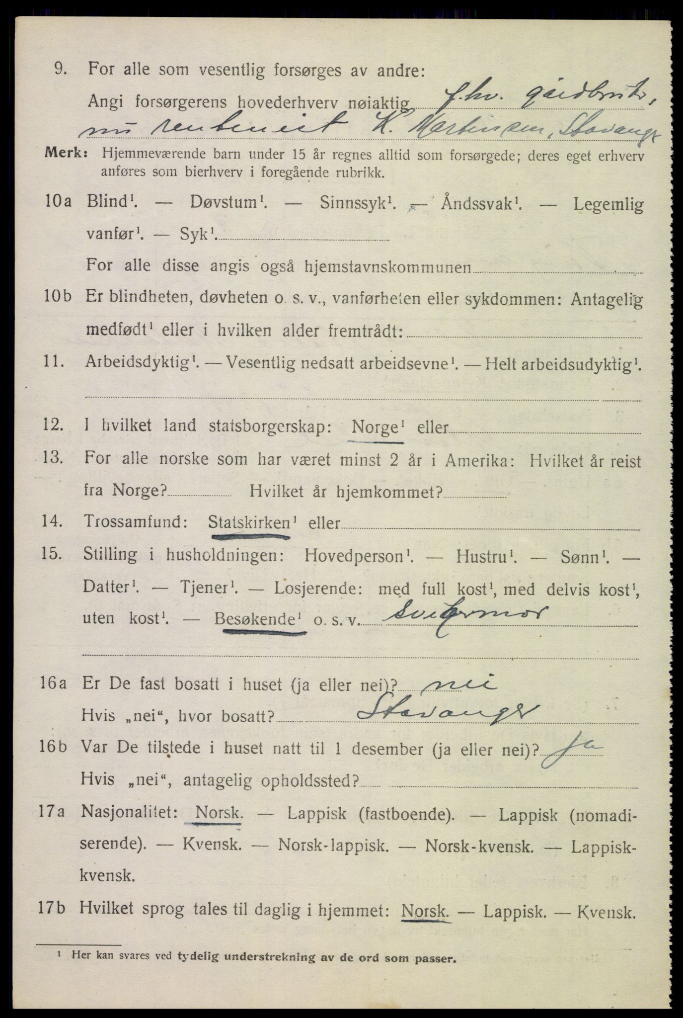 SAT, 1920 census for Vågan, 1920, p. 5504