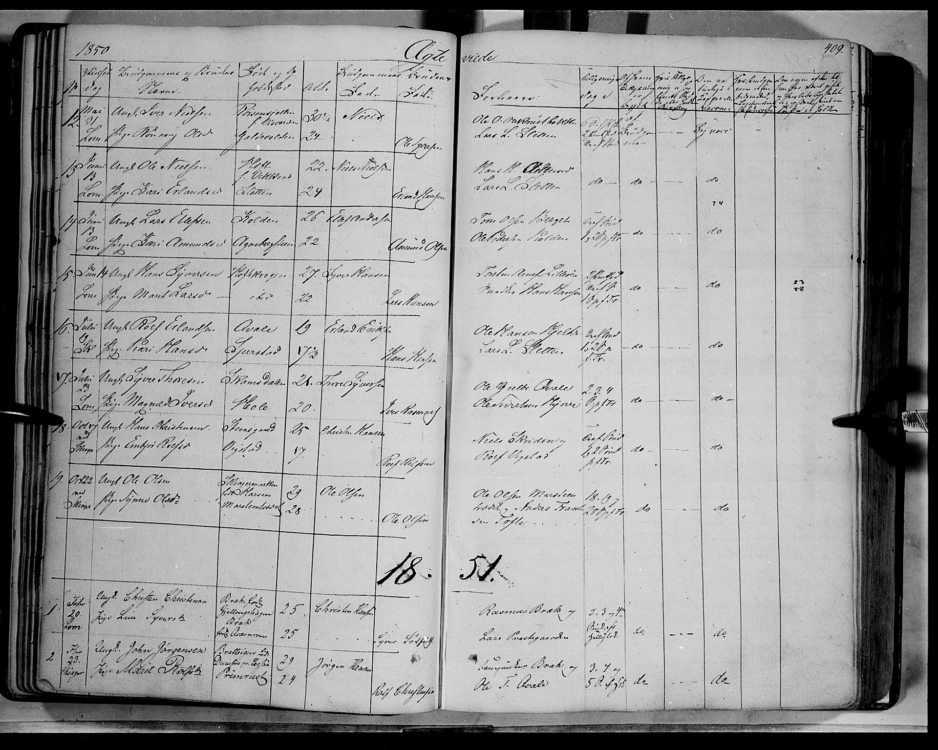 Lom prestekontor, SAH/PREST-070/K/L0006: Parish register (official) no. 6B, 1837-1863, p. 409