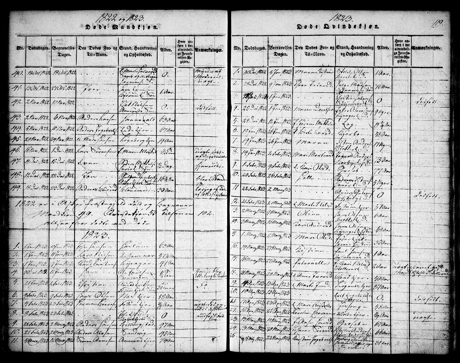Asker prestekontor Kirkebøker, SAO/A-10256a/F/Fa/L0006: Parish register (official) no. I 6, 1814-1824, p. 119