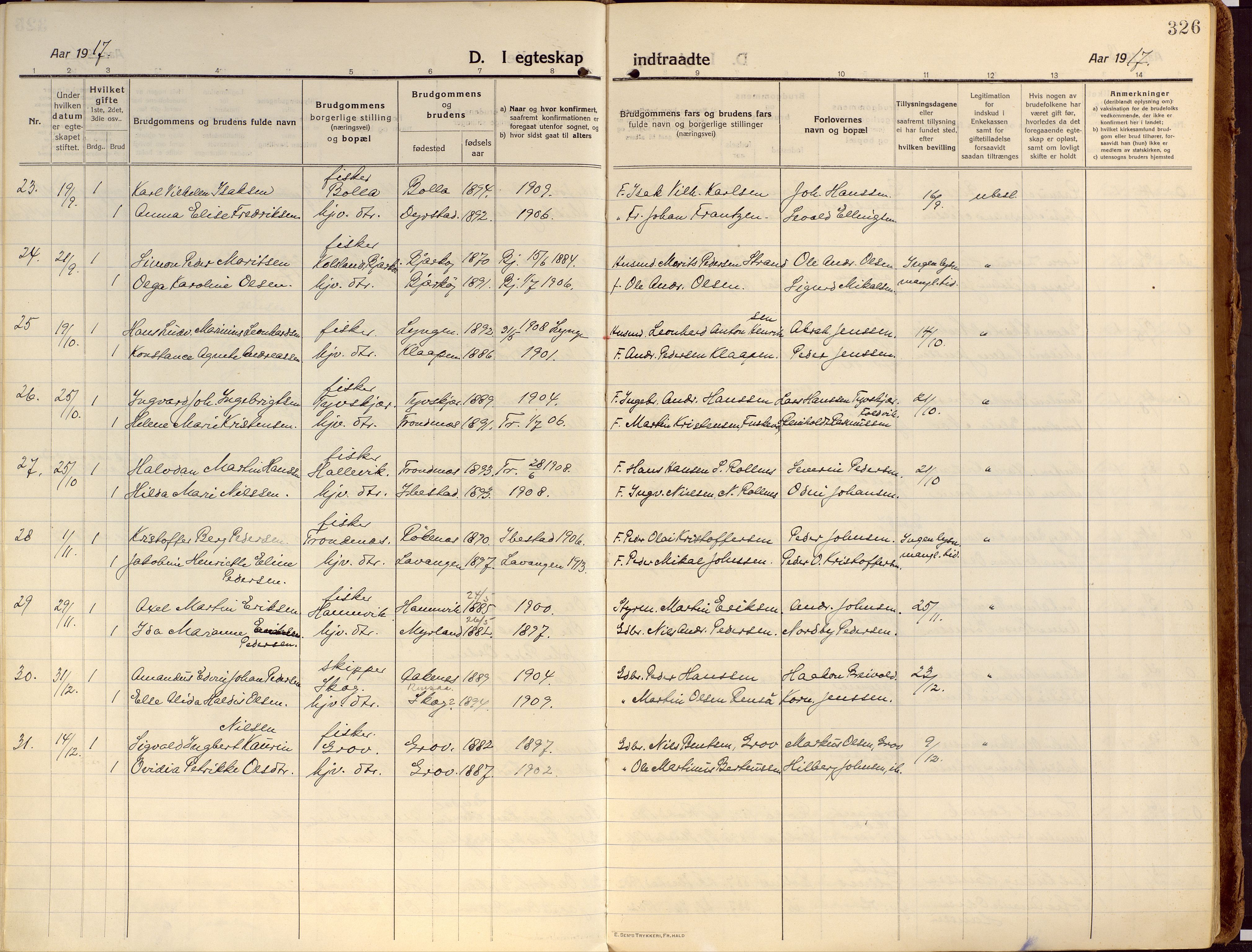 Ibestad sokneprestembete, AV/SATØ-S-0077/H/Ha/Haa/L0018kirke: Parish register (official) no. 18, 1915-1929, p. 326