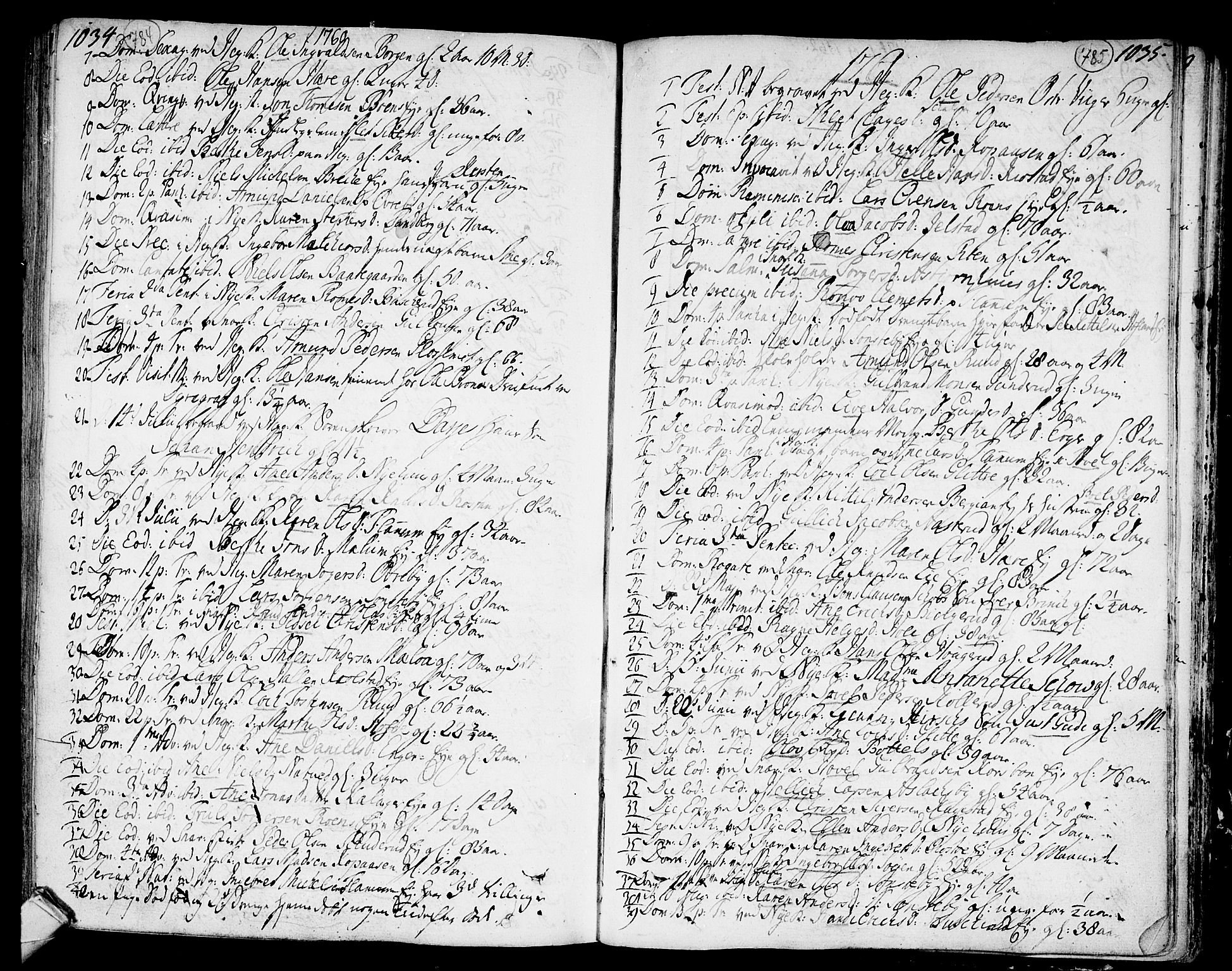 Modum kirkebøker, AV/SAKO-A-234/F/Fa/L0002: Parish register (official) no. 2, 1741-1782, p. 784-785