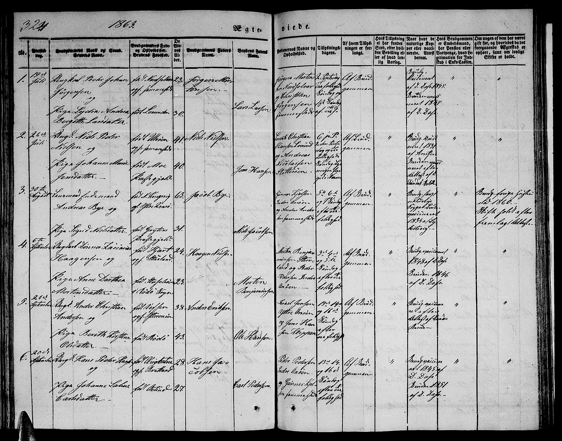 Ministerialprotokoller, klokkerbøker og fødselsregistre - Nordland, AV/SAT-A-1459/839/L0572: Parish register (copy) no. 839C02, 1841-1873, p. 324