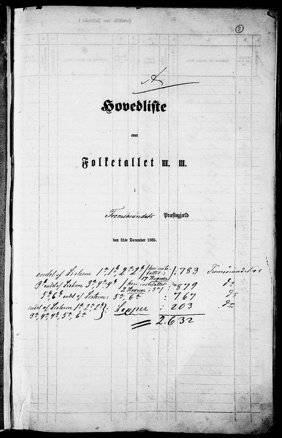 RA, 1865 census for Tromsøysund, 1865, p. 5