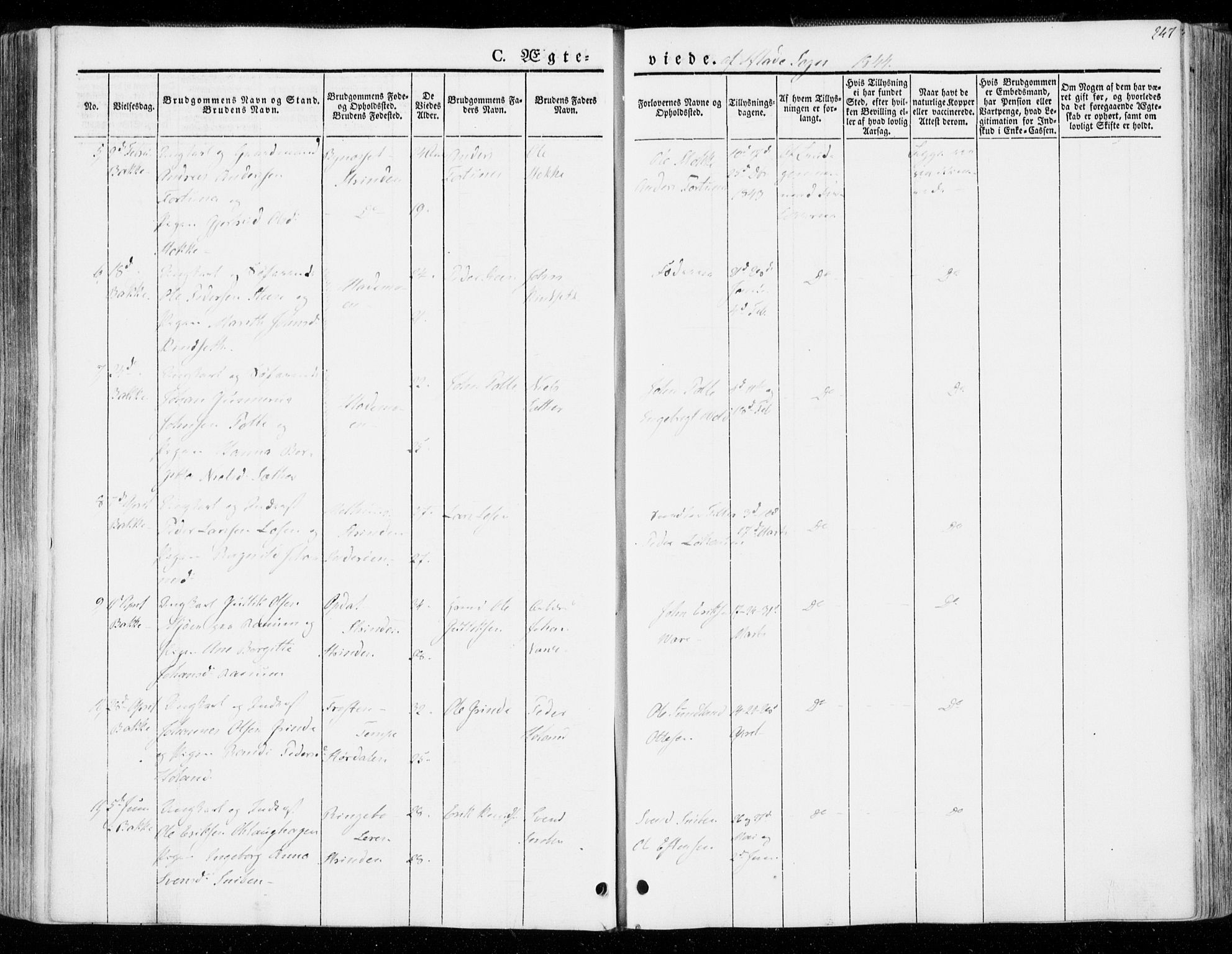 Ministerialprotokoller, klokkerbøker og fødselsregistre - Sør-Trøndelag, AV/SAT-A-1456/606/L0290: Parish register (official) no. 606A05, 1841-1847, p. 247