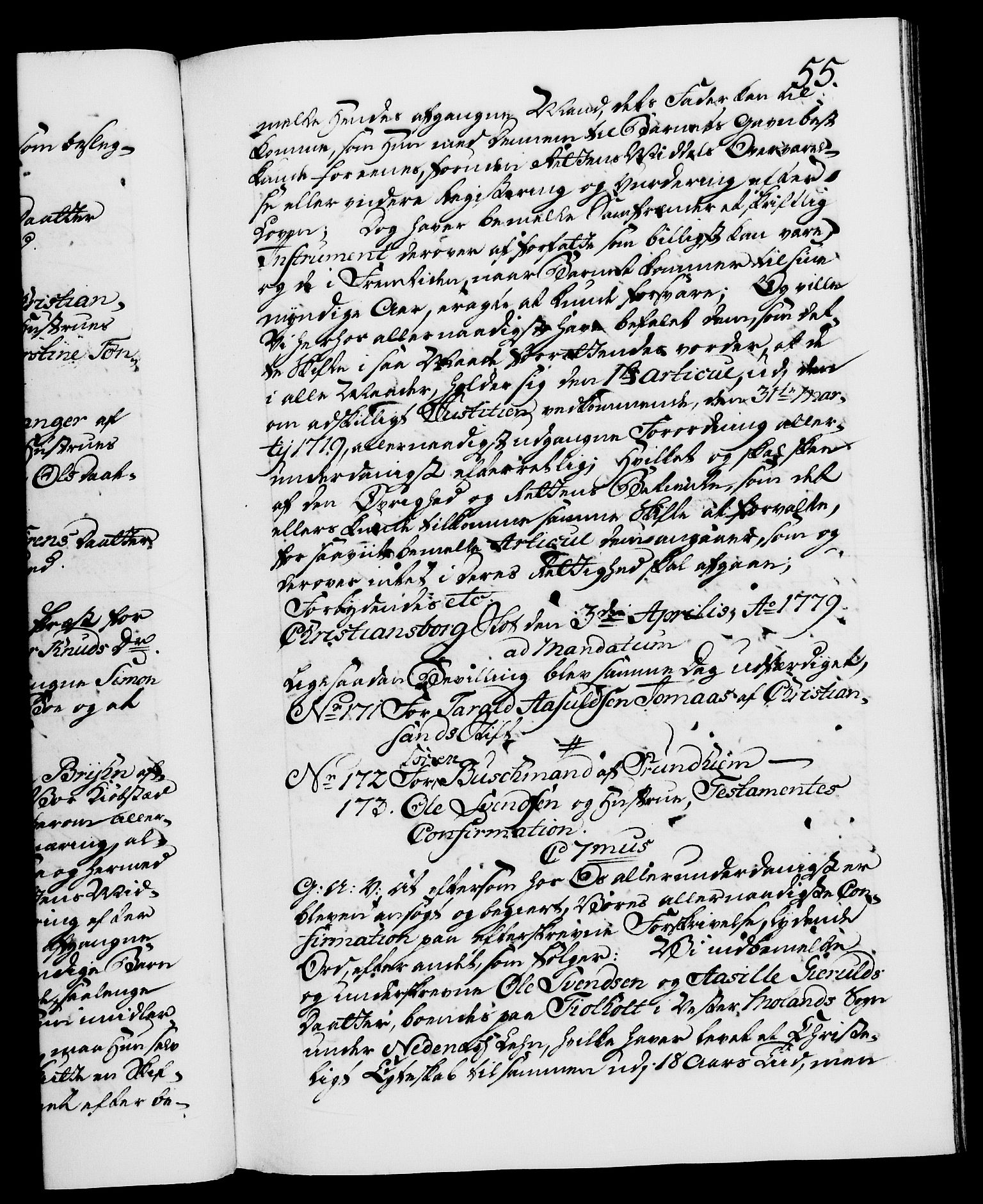 Danske Kanselli 1572-1799, RA/EA-3023/F/Fc/Fca/Fcaa/L0048: Norske registre, 1779-1781, p. 55a