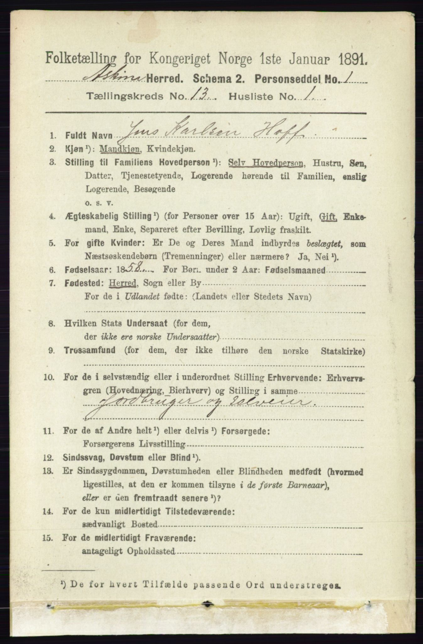 RA, 1891 census for 0124 Askim, 1891, p. 2042