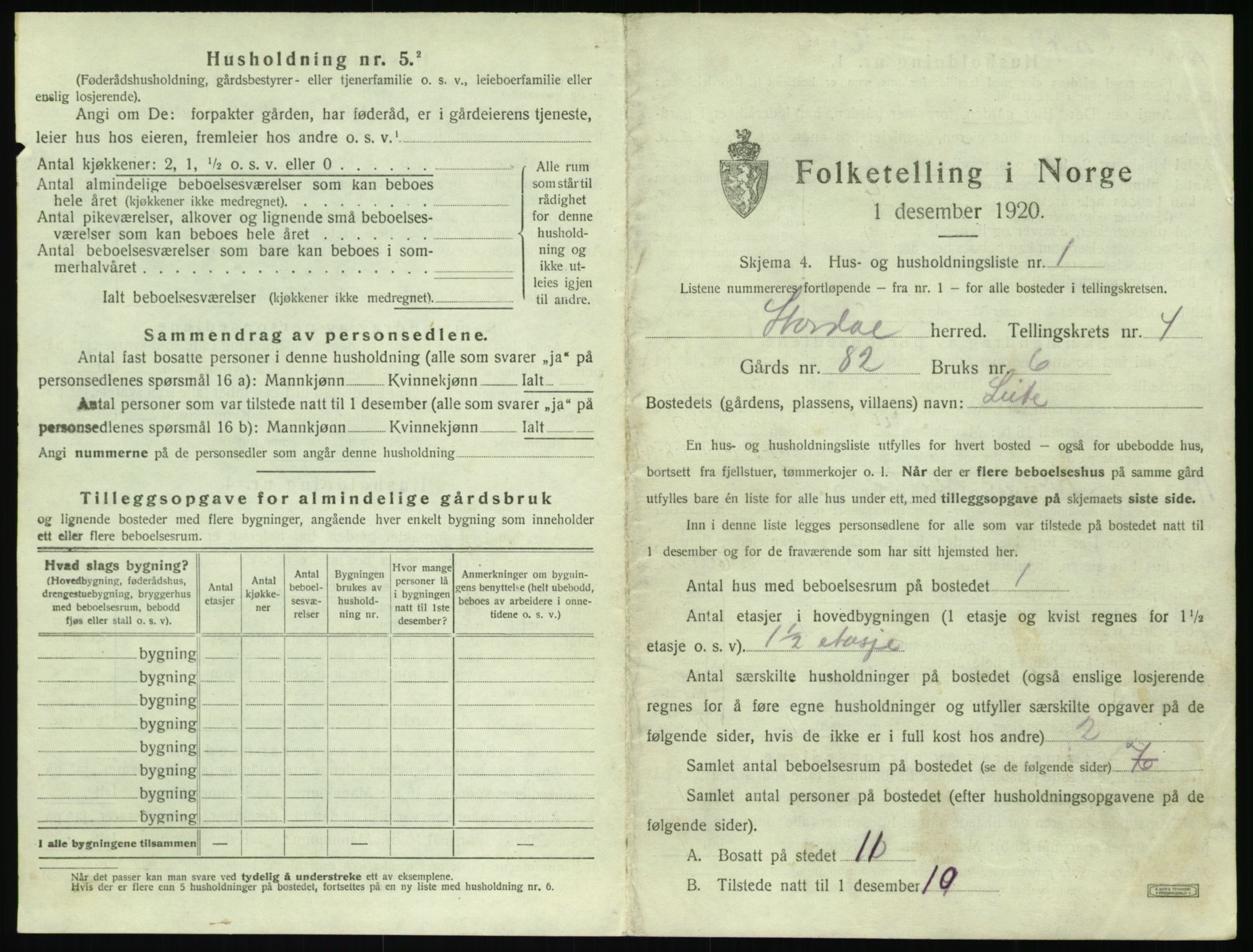 SAT, 1920 census for Stordal, 1920, p. 176