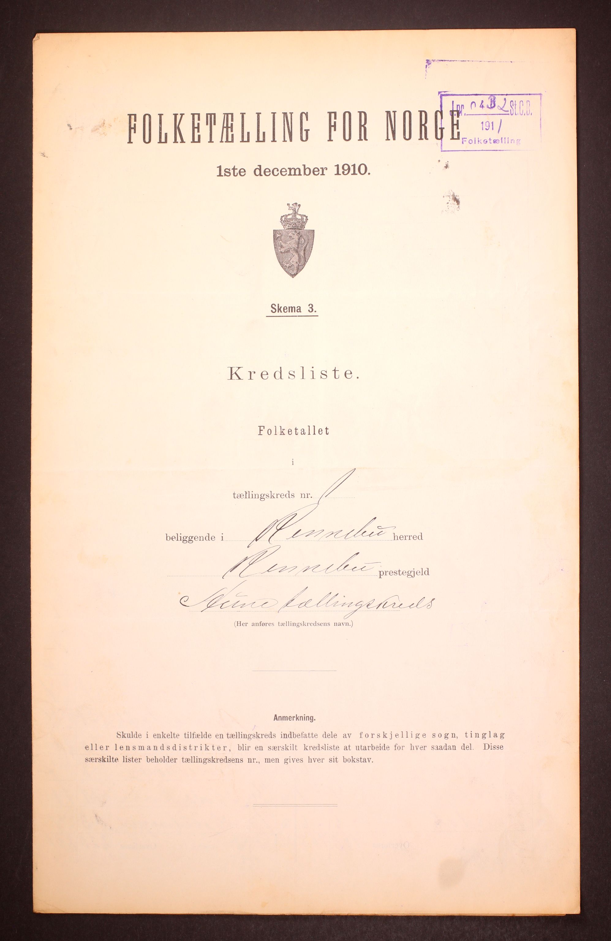 RA, 1910 census for Rennebu, 1910, p. 4