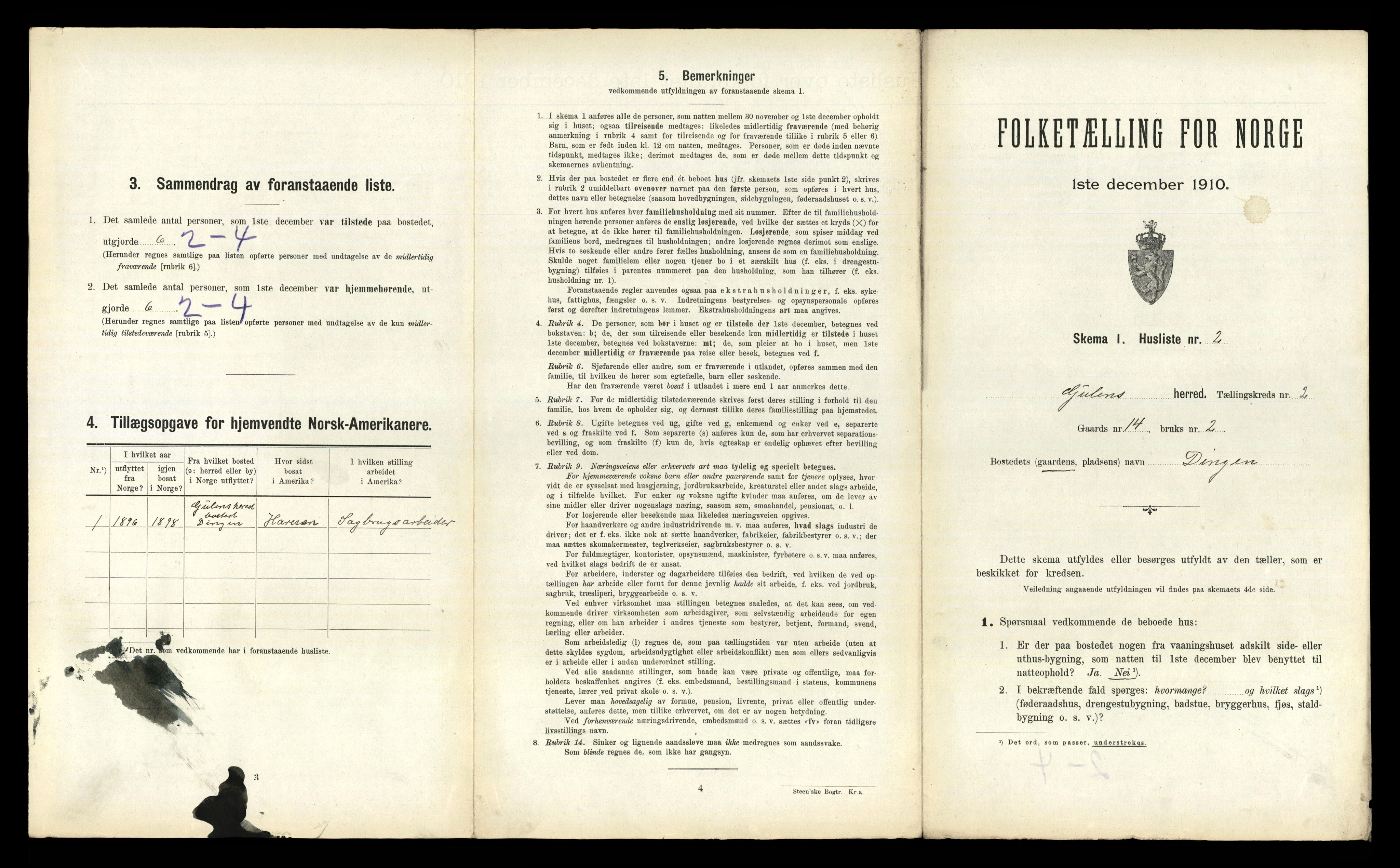 RA, 1910 census for Gulen, 1910, p. 146