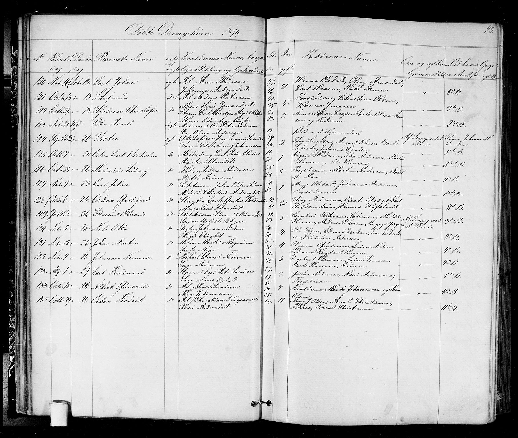 Halden prestekontor Kirkebøker, AV/SAO-A-10909/G/Ga/L0006: Parish register (copy) no. 6, 1869-1884, p. 43