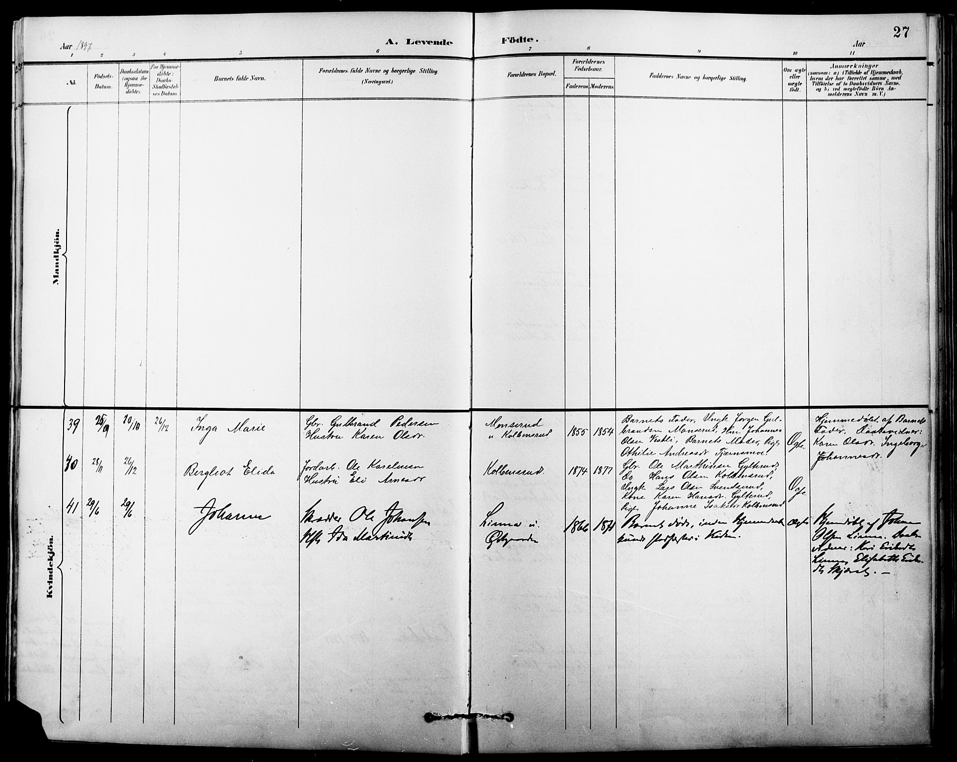 Vinger prestekontor, AV/SAH-PREST-024/H/Ha/Hab/L0004: Parish register (copy) no. 4, 1895-1920, p. 27