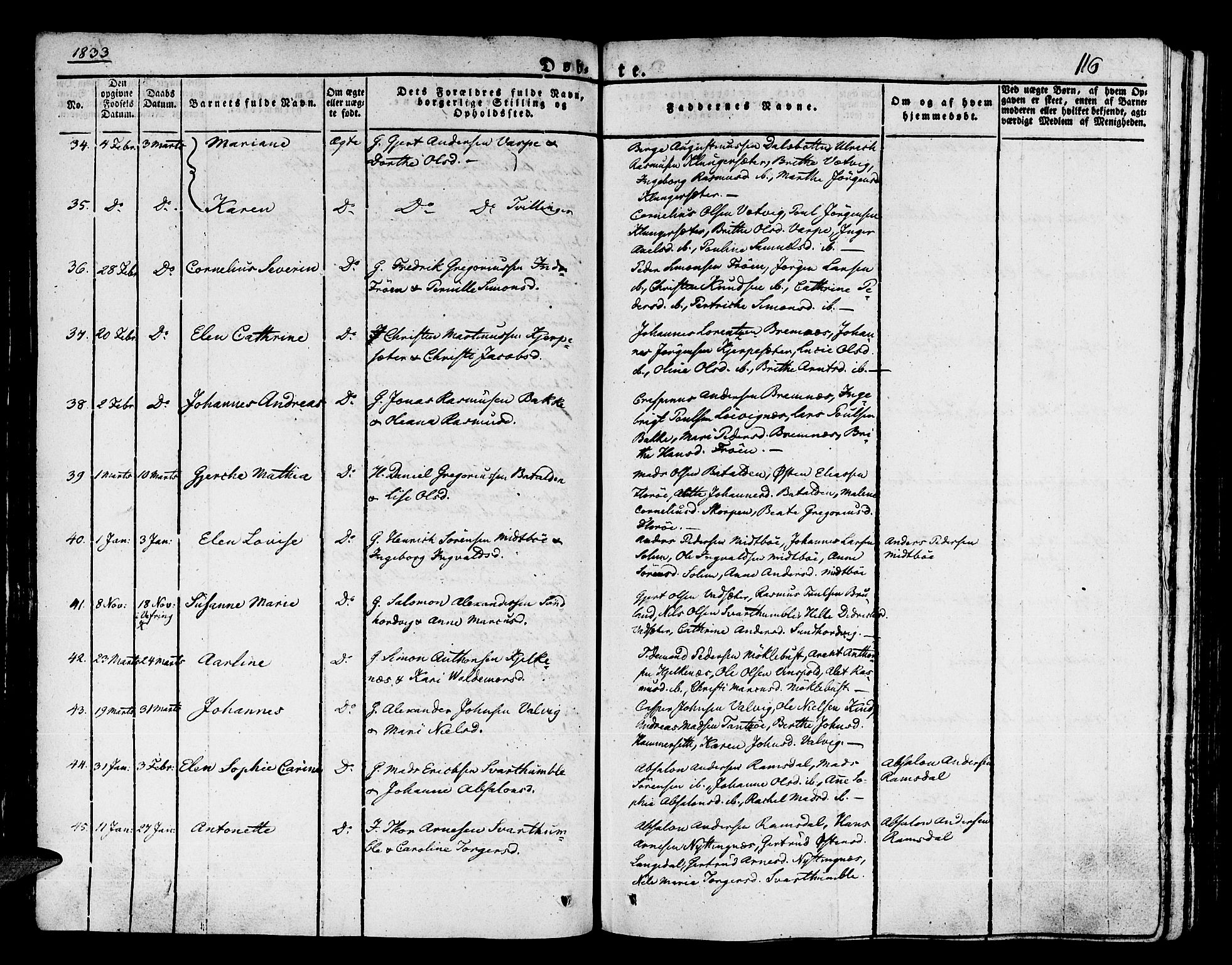 Kinn sokneprestembete, AV/SAB-A-80801/H/Haa/Haaa/L0004/0001: Parish register (official) no. A 4I, 1822-1840, p. 116