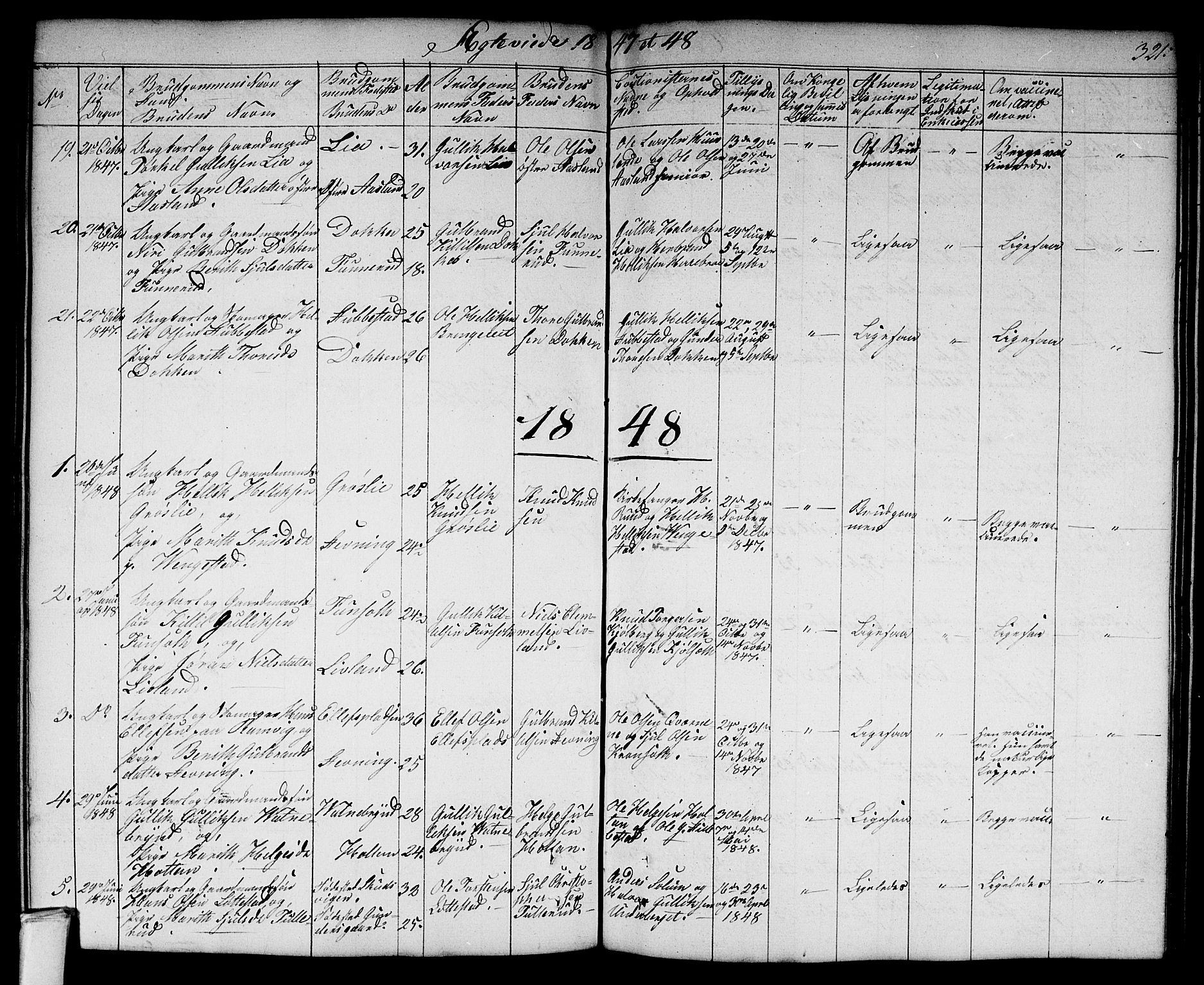 Flesberg kirkebøker, SAKO/A-18/G/Ga/L0002: Parish register (copy) no. I 2, 1834-1860, p. 321