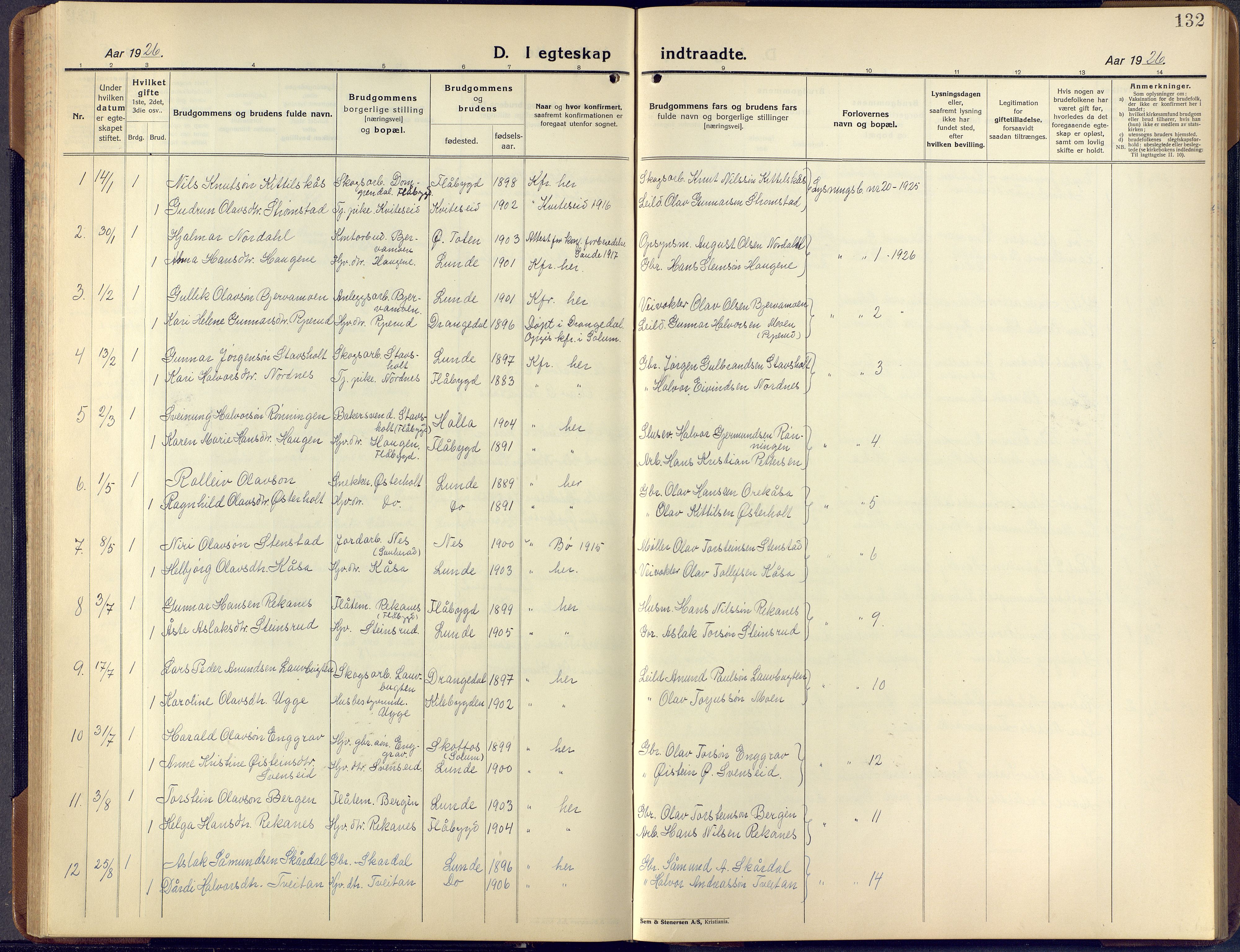 Lunde kirkebøker, AV/SAKO-A-282/F/Fa/L0006: Parish register (official) no. I 6, 1922-1940, p. 132