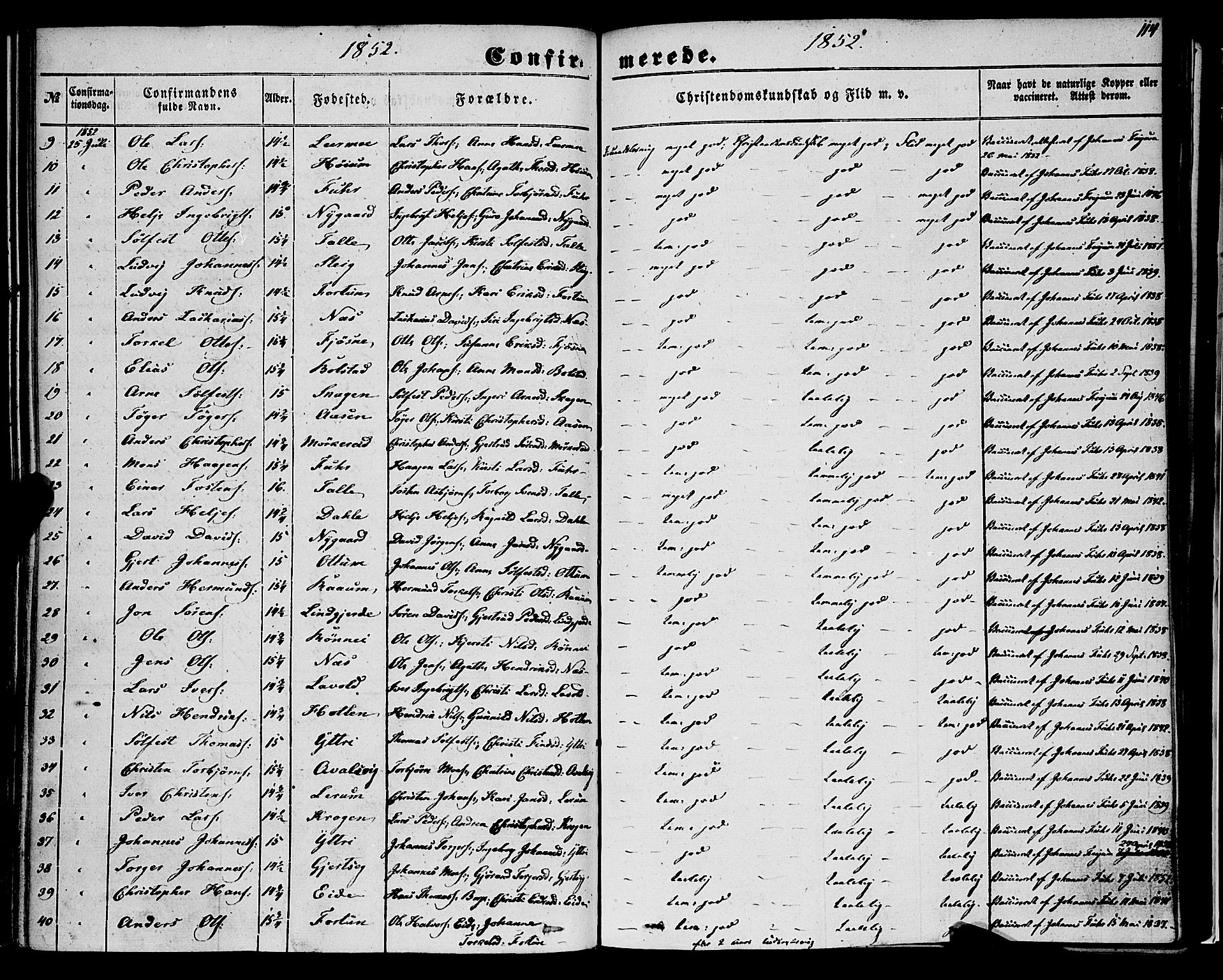 Luster sokneprestembete, AV/SAB-A-81101/H/Haa/Haaa/L0007: Parish register (official) no. A 7, 1849-1859, p. 114