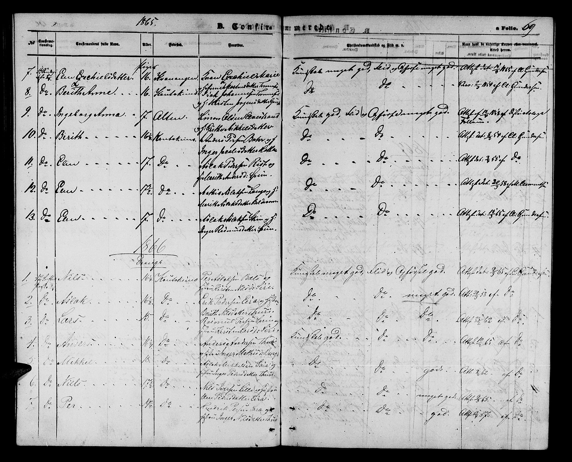 Kautokeino sokneprestembete, AV/SATØ-S-1340/H/Hb/L0001.klokk: Parish register (copy) no. 1, 1862-1878, p. 69