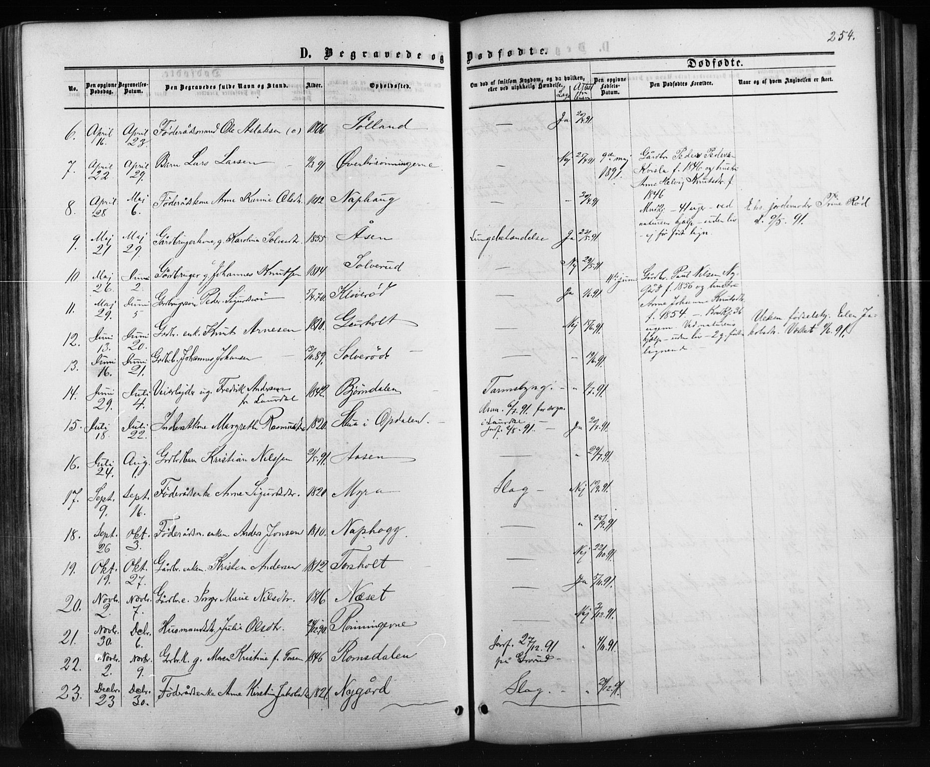 Siljan kirkebøker, AV/SAKO-A-300/G/Ga/L0002: Parish register (copy) no. 2, 1864-1908, p. 254