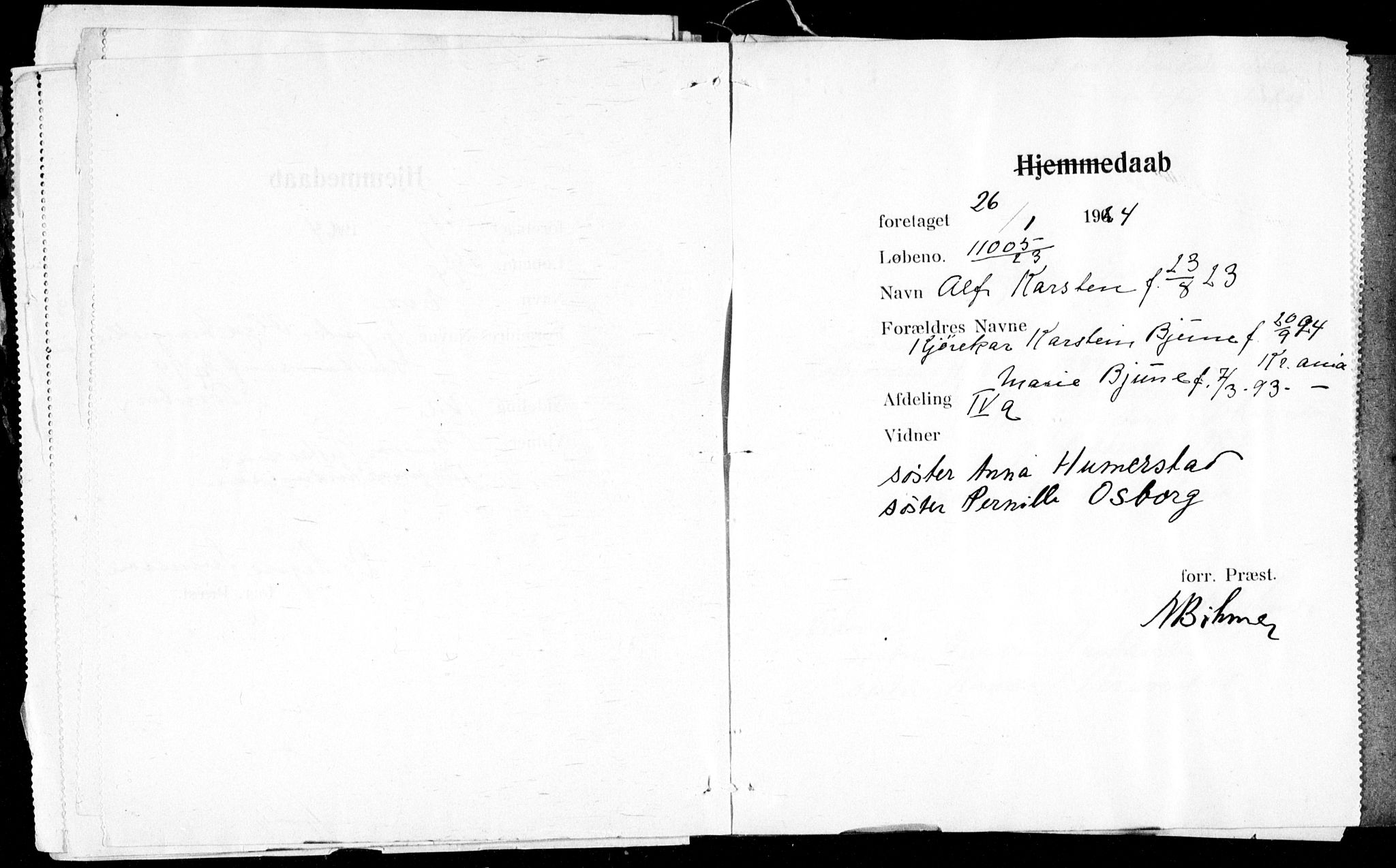 Ullevål sykehus prestekontor Kirkebøker, AV/SAO-A-10542a/K/Ka/L0002: Baptism register no. 2, 1907-1924