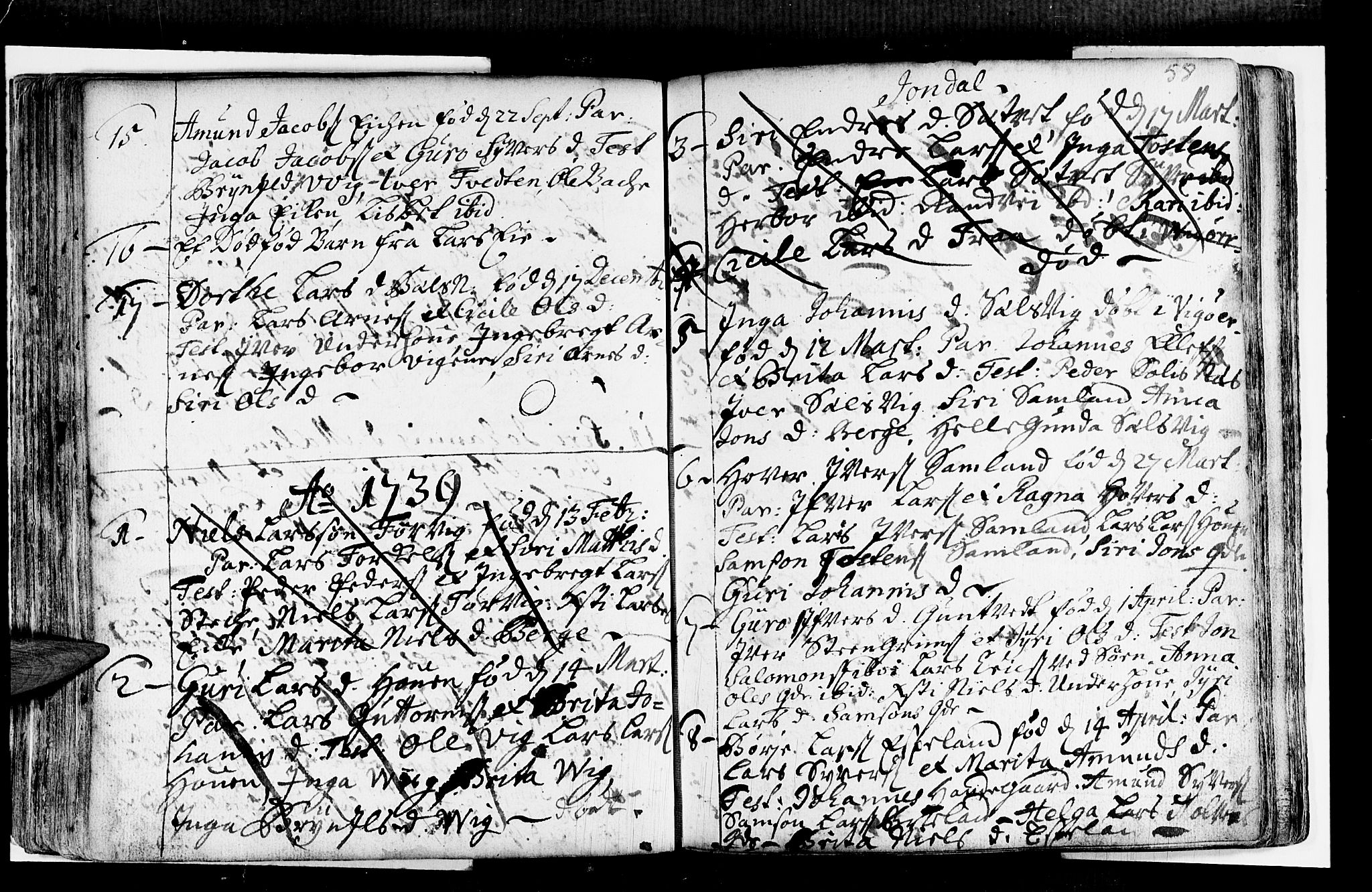 Strandebarm sokneprestembete, AV/SAB-A-78401/H/Haa: Parish register (official) no. A 2 /2, 1727-1750, p. 58