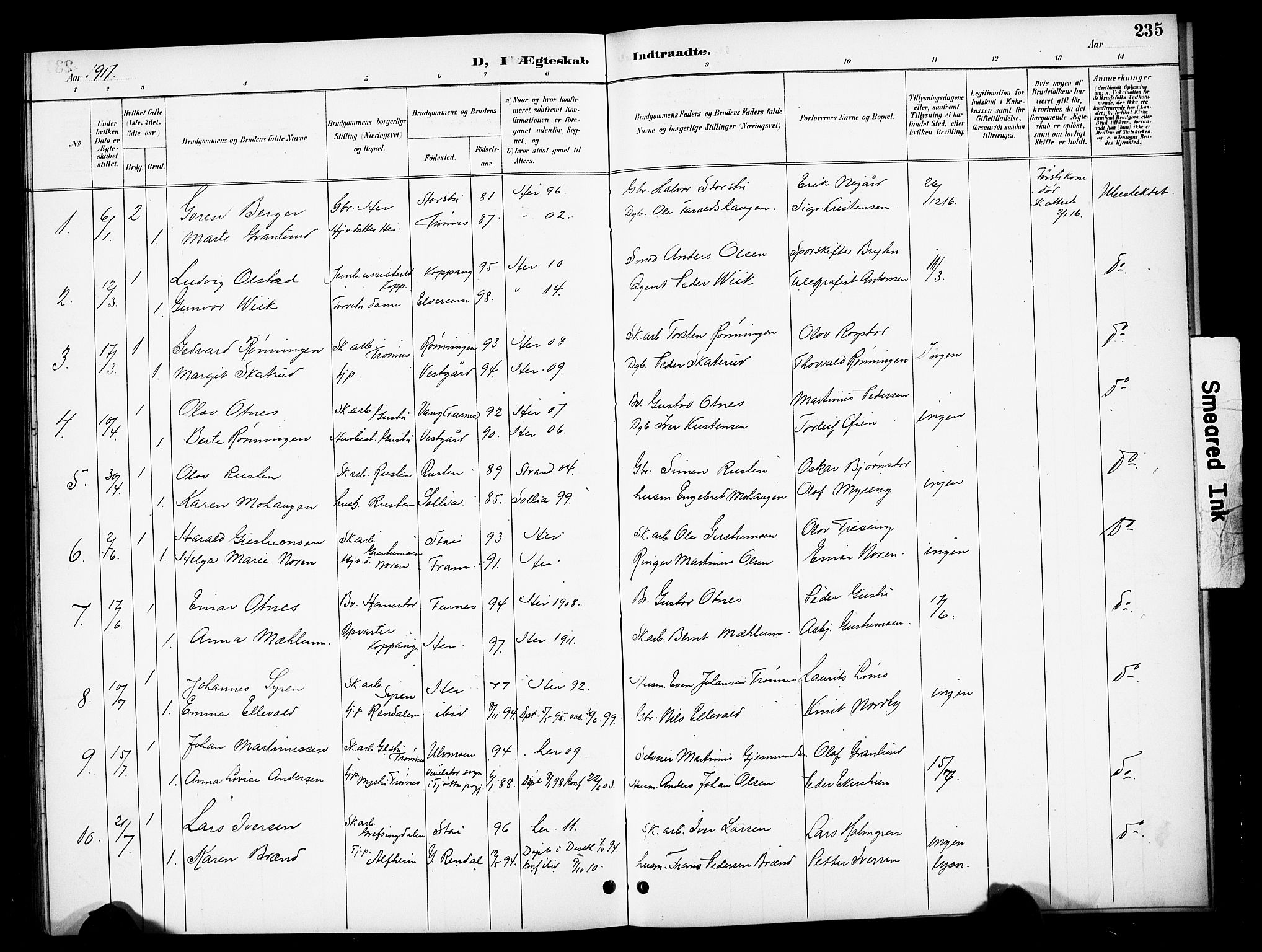 Stor-Elvdal prestekontor, SAH/PREST-052/H/Ha/Hab/L0003: Parish register (copy) no. 3, 1895-1917, p. 235