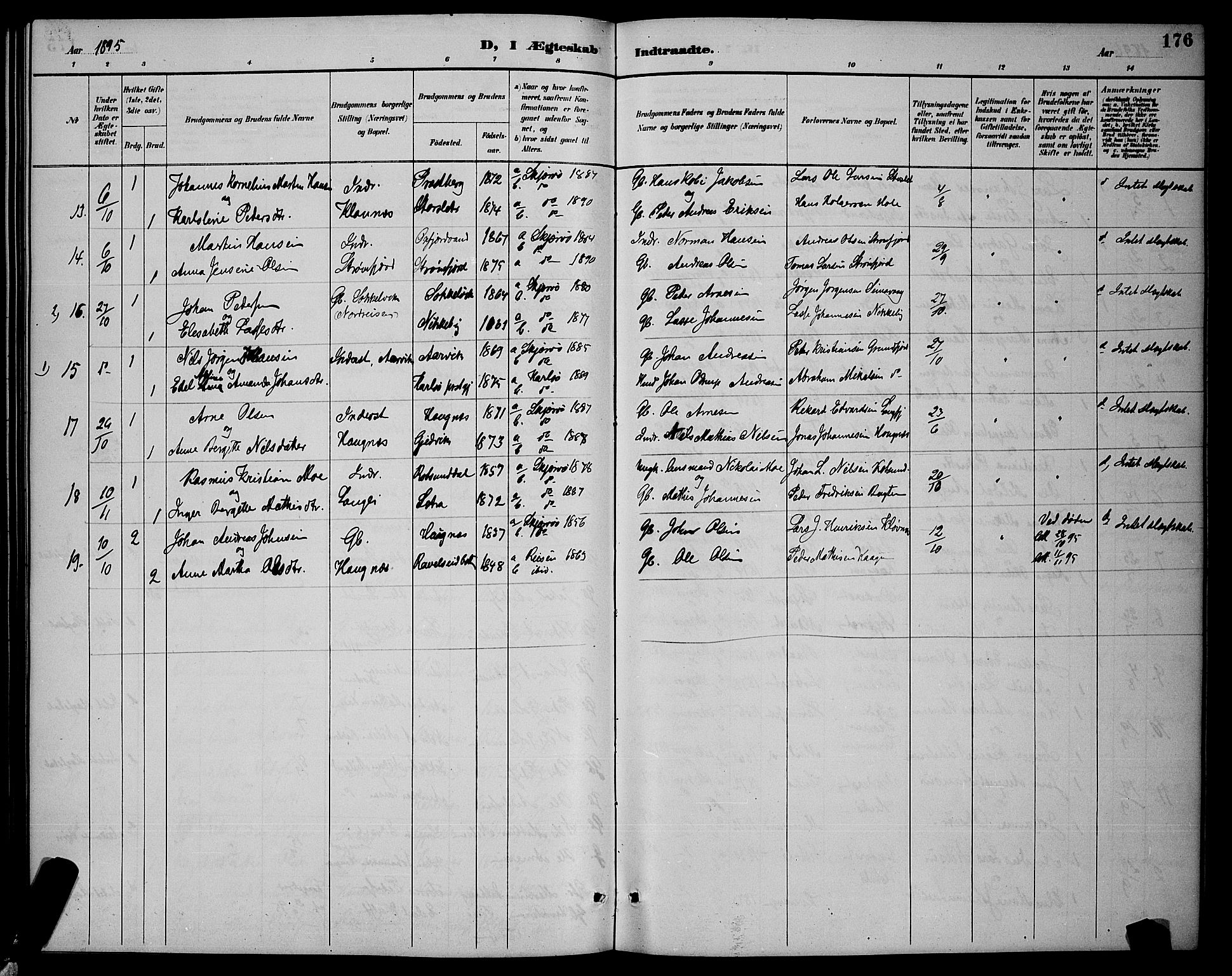 Skjervøy sokneprestkontor, AV/SATØ-S-1300/H/Ha/Hab/L0007klokker: Parish register (copy) no. 7, 1889-1899, p. 176