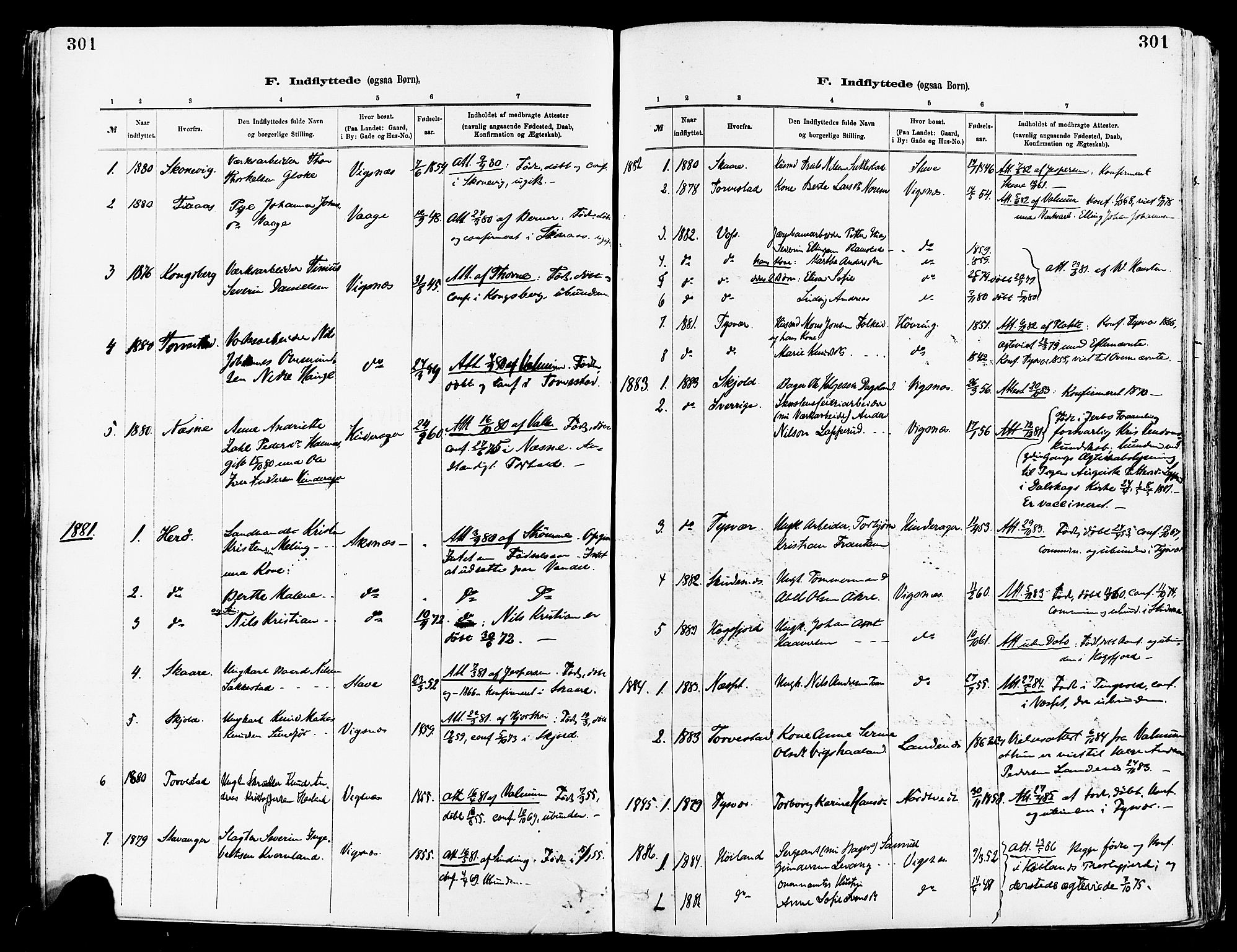Avaldsnes sokneprestkontor, SAST/A -101851/H/Ha/Haa/L0015: Parish register (official) no. A 15, 1880-1906, p. 301