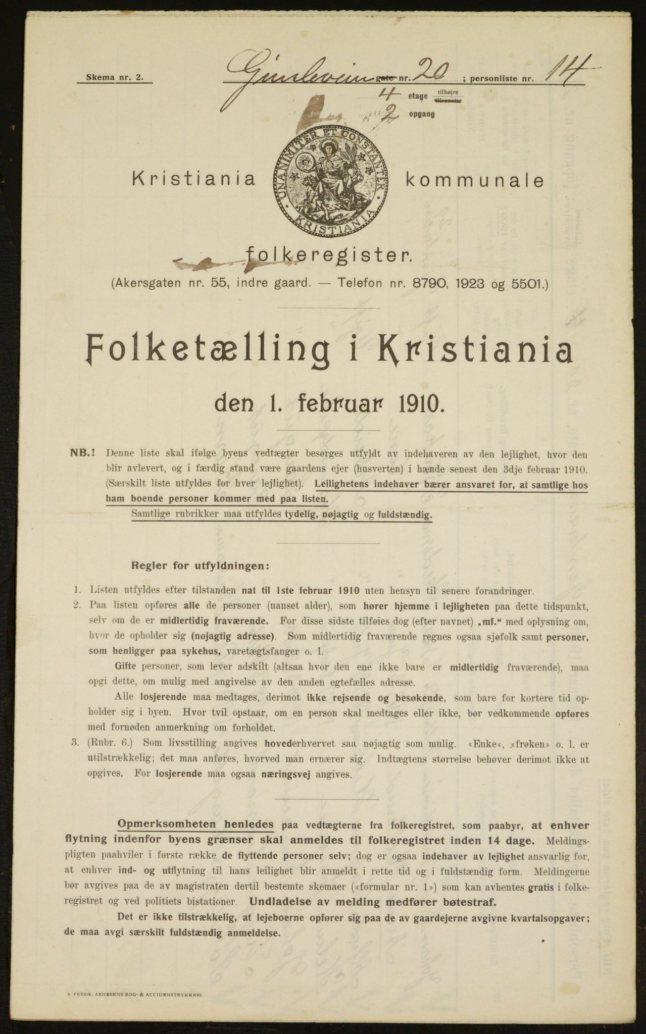 OBA, Municipal Census 1910 for Kristiania, 1910, p. 27750