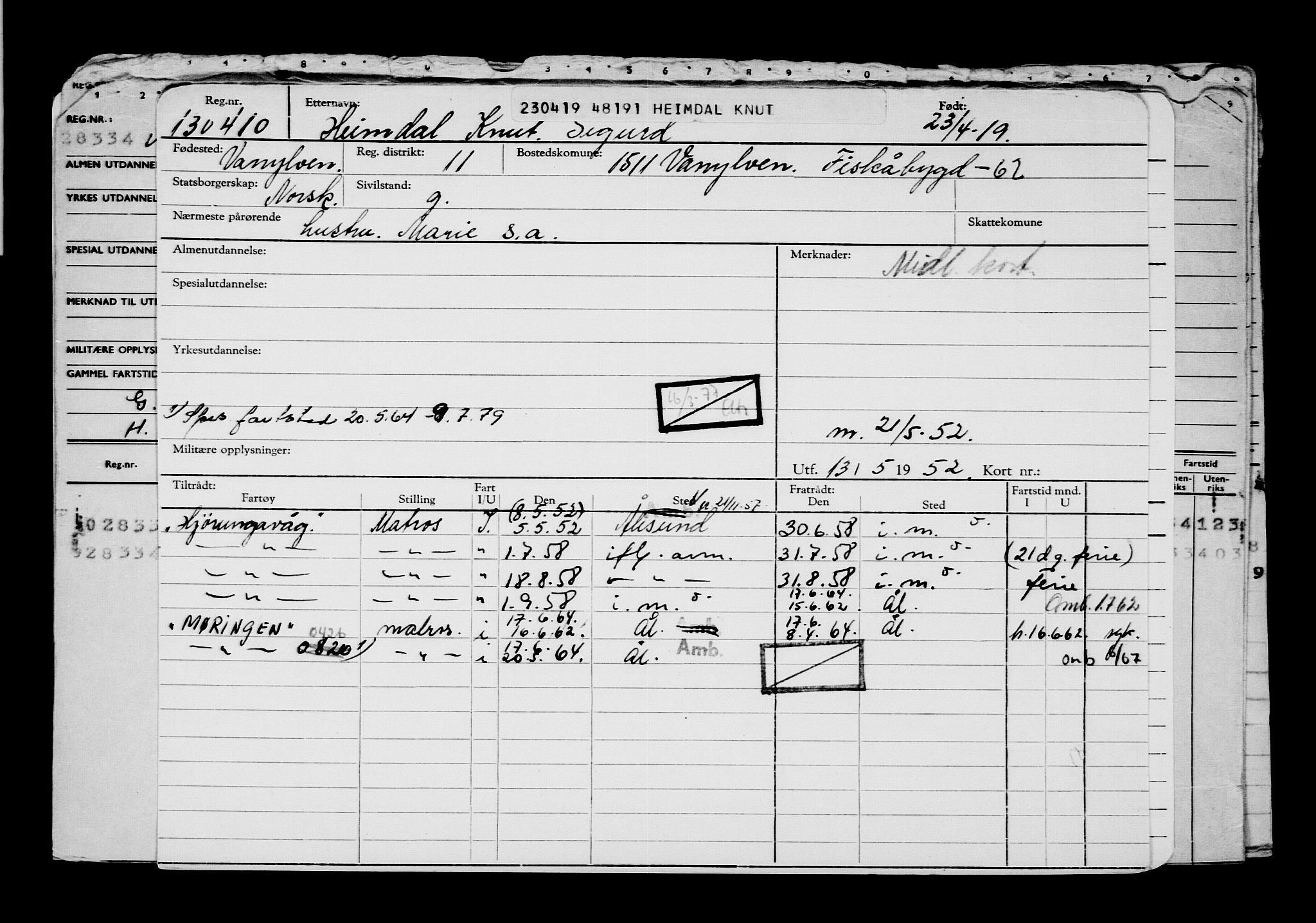 Direktoratet for sjømenn, AV/RA-S-3545/G/Gb/L0168: Hovedkort, 1919, p. 195