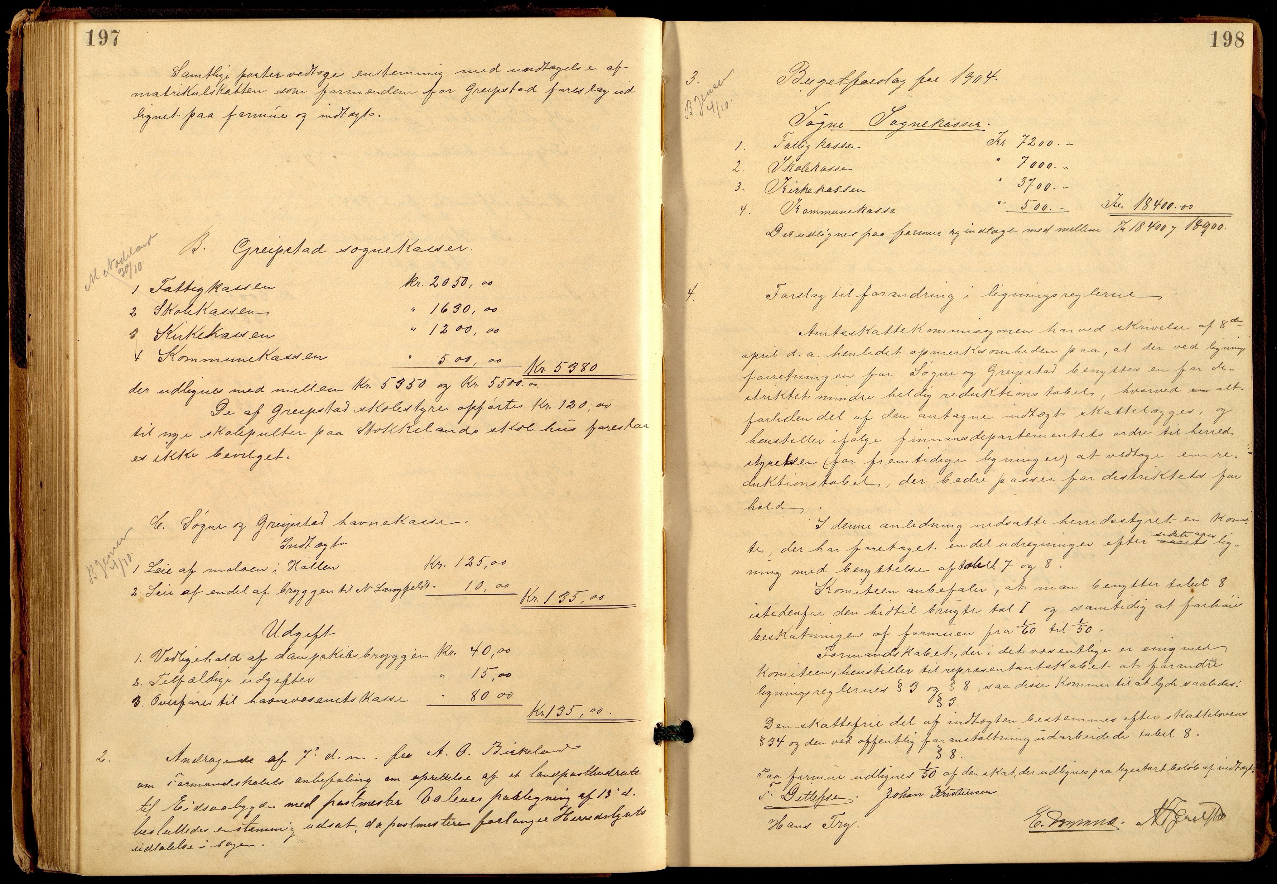 Søgne og Greipstad kommune - Formannskapet, ARKSOR/1018SG120/A/L0006: Møtebok (d), 1901-1909, p. 197-198