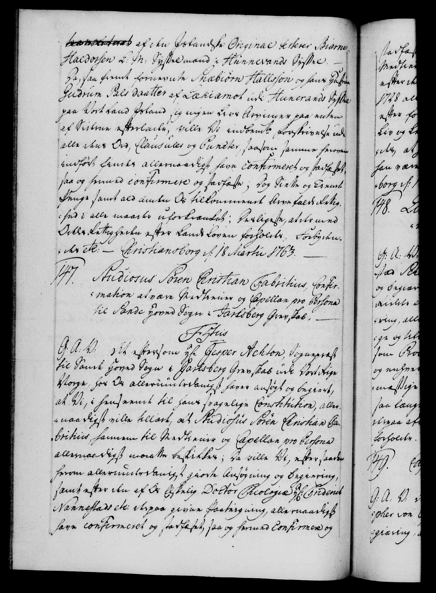 Danske Kanselli 1572-1799, AV/RA-EA-3023/F/Fc/Fca/Fcaa/L0042: Norske registre, 1763-1766, p. 49b