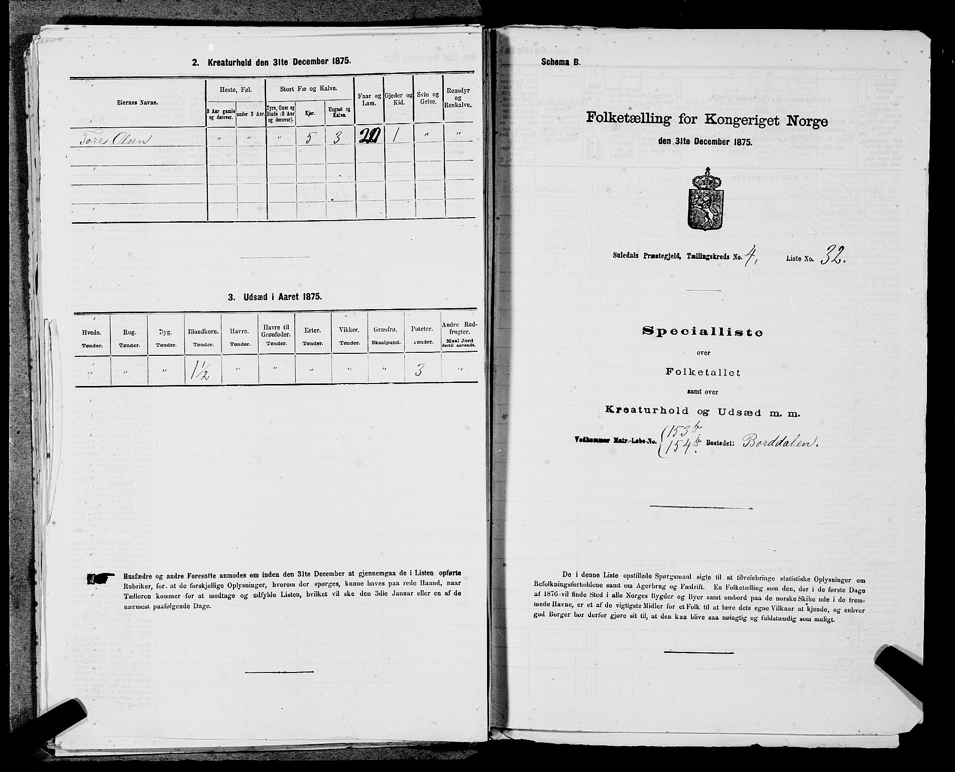 SAST, 1875 census for 1134P Suldal, 1875, p. 563