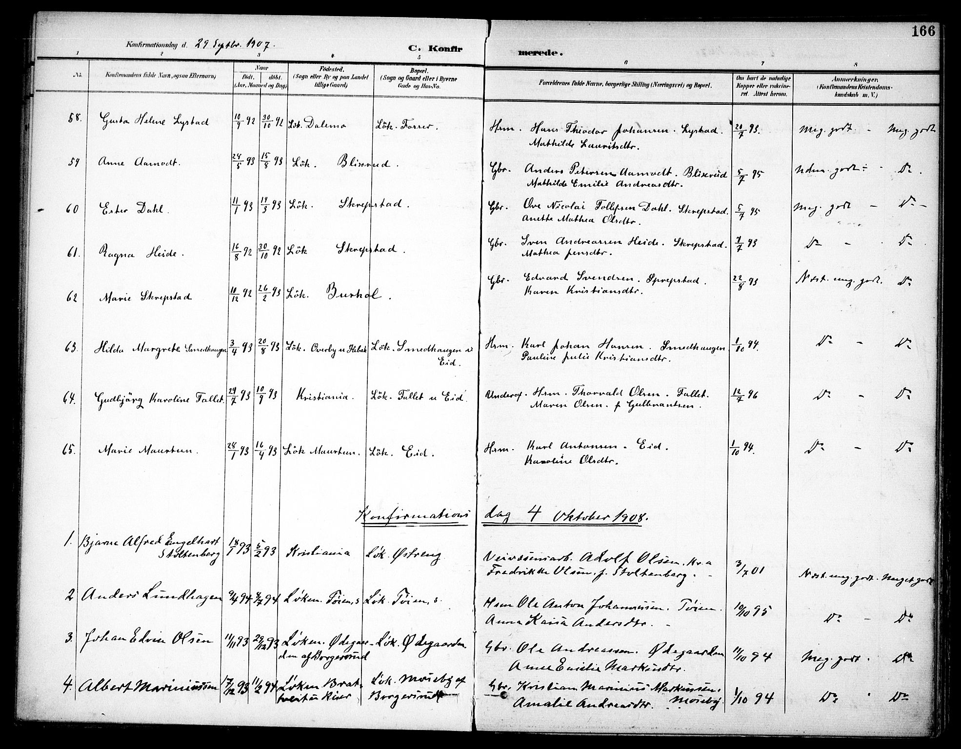 Høland prestekontor Kirkebøker, AV/SAO-A-10346a/F/Fa/L0015: Parish register (official) no. I 15, 1897-1912, p. 166