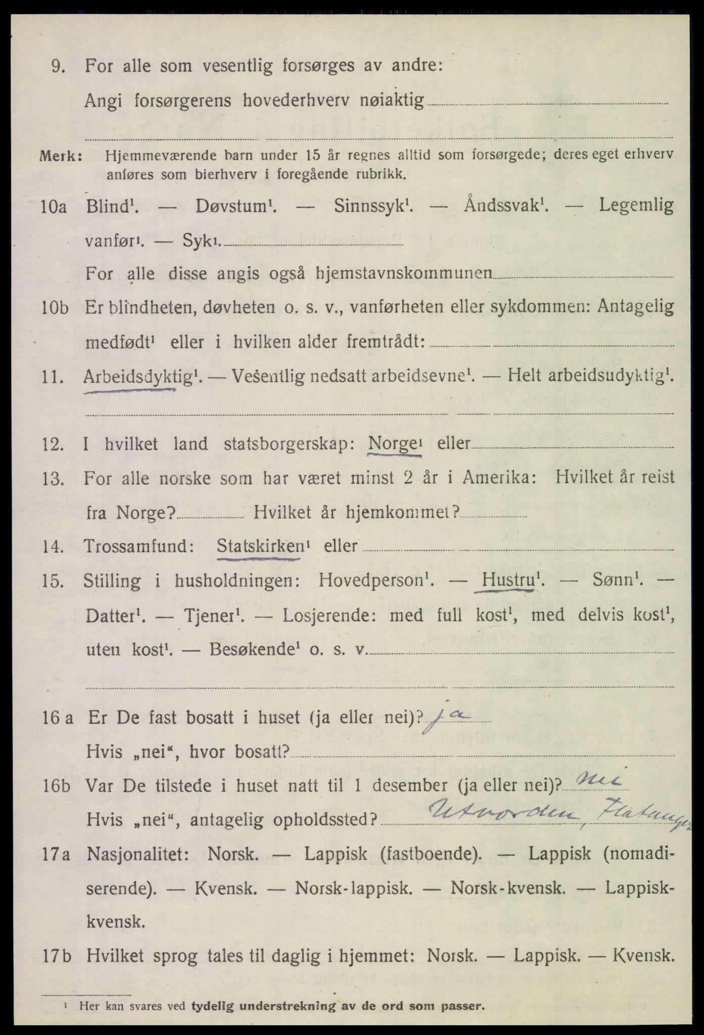 SAT, 1920 census for Flatanger, 1920, p. 2393