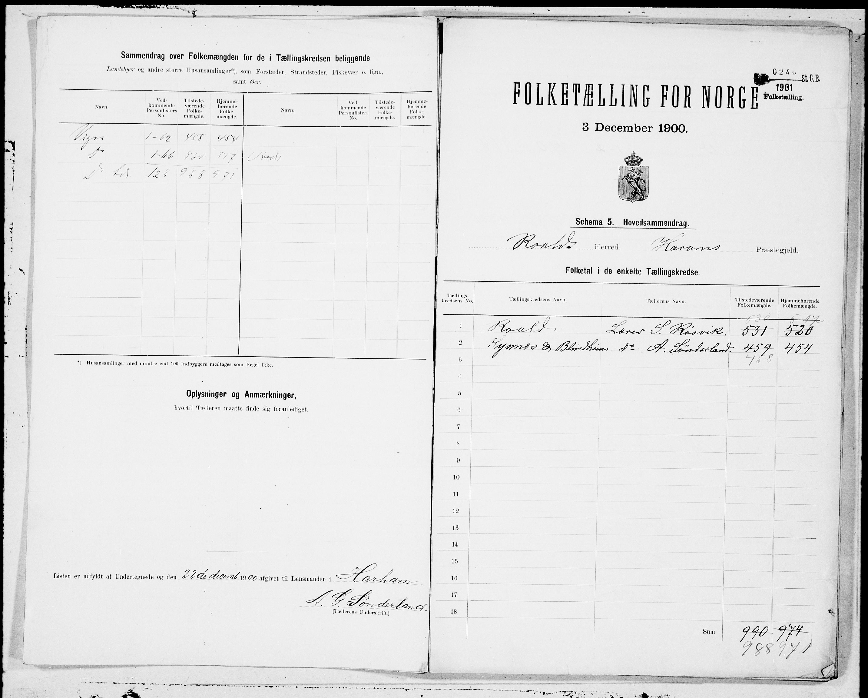 SAT, 1900 census for Roald, 1900, p. 6