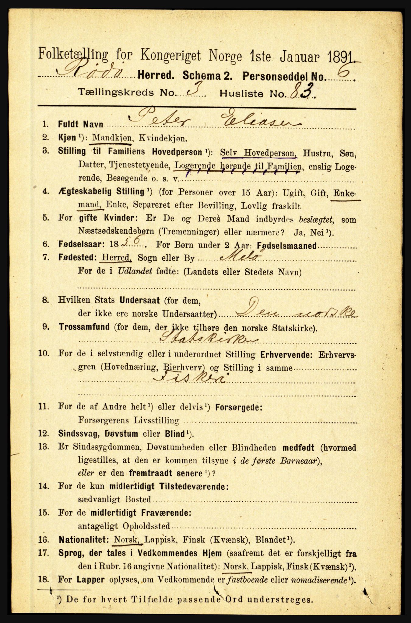 RA, 1891 census for 1836 Rødøy, 1891, p. 1480