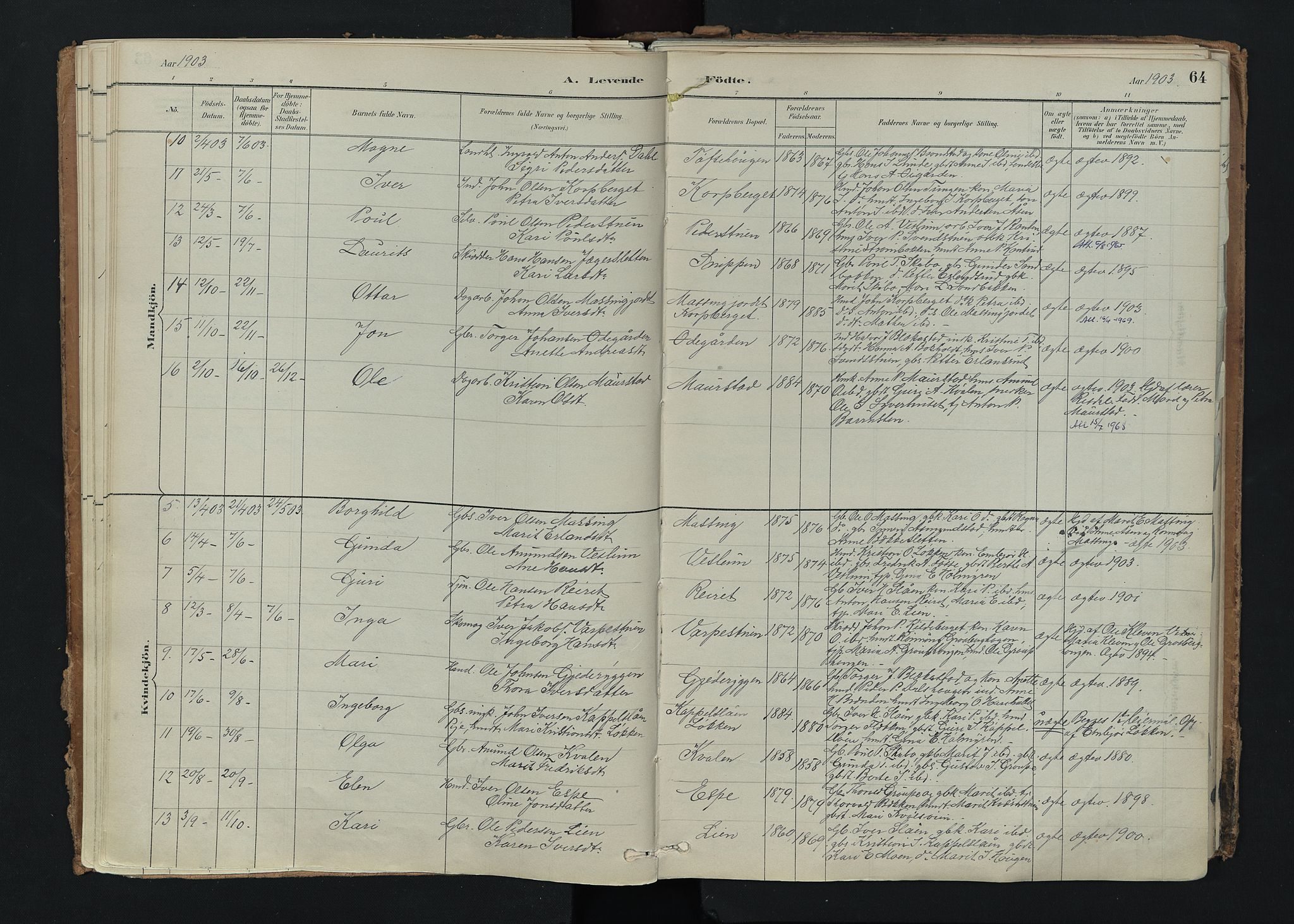 Nord-Fron prestekontor, SAH/PREST-080/H/Ha/Haa/L0005: Parish register (official) no. 5, 1884-1914, p. 64