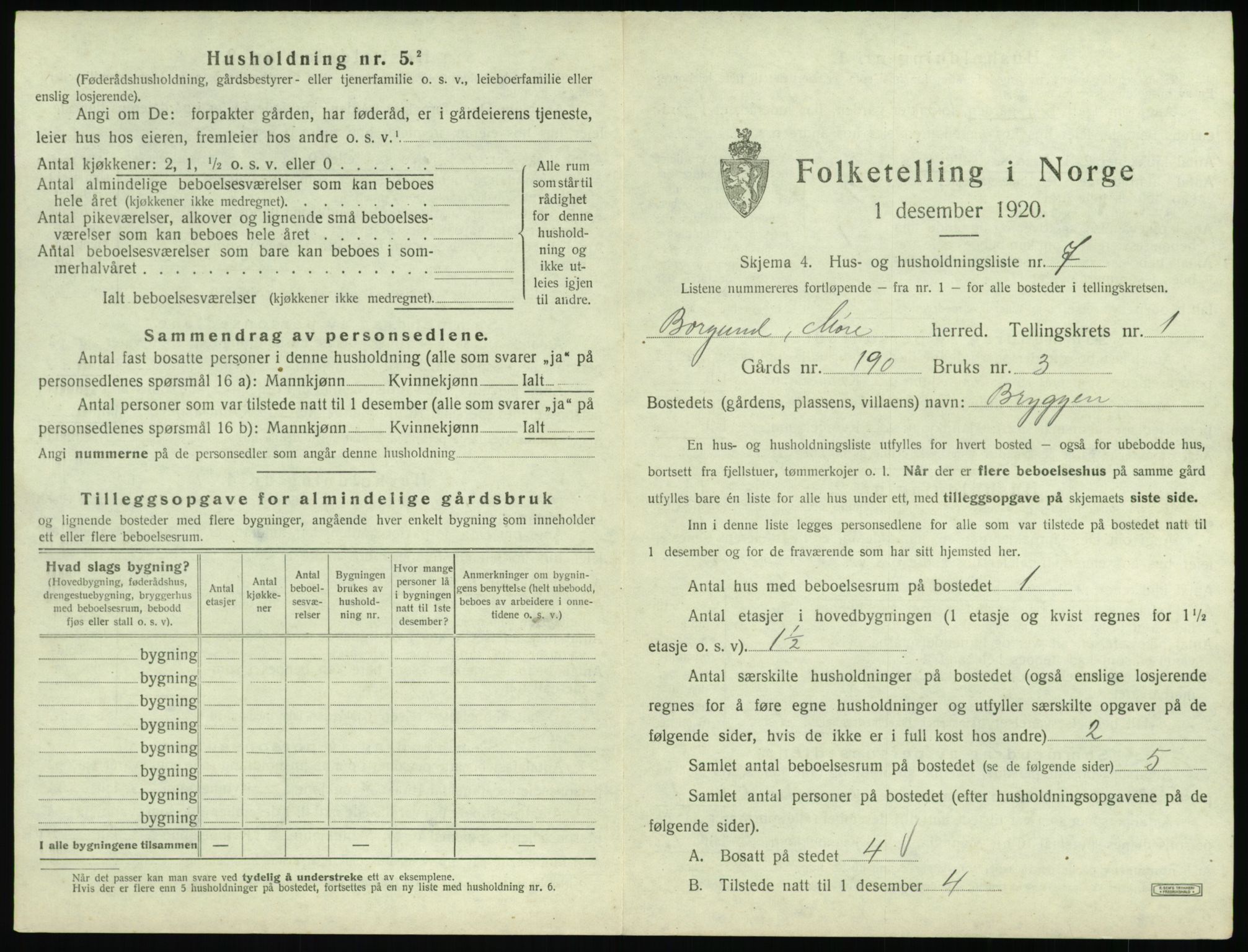 SAT, 1920 census for Borgund, 1920, p. 114