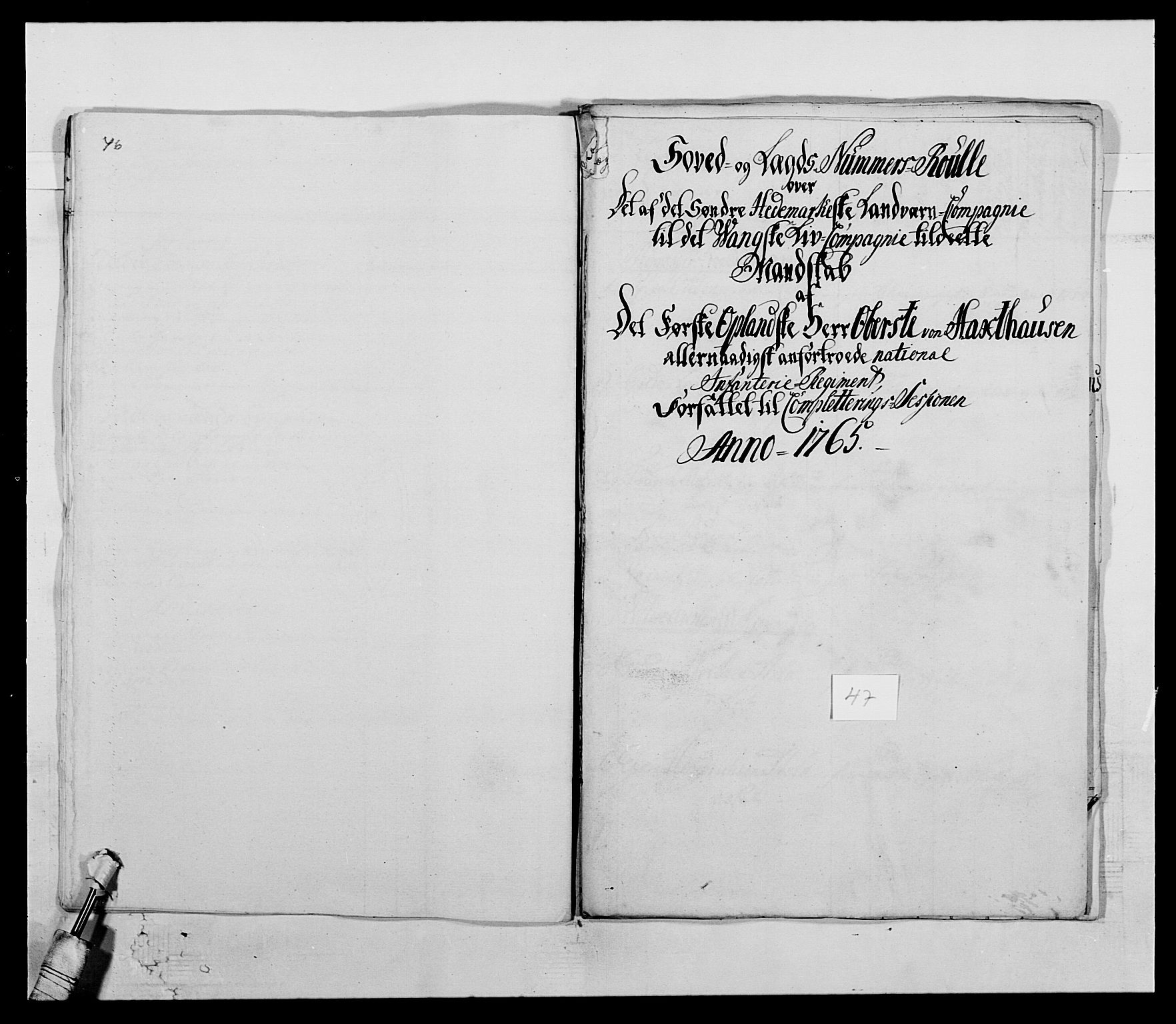 Kommanderende general (KG I) med Det norske krigsdirektorium, RA/EA-5419/E/Ea/L0503b: 1. Opplandske regiment, 1764-1765, p. 648