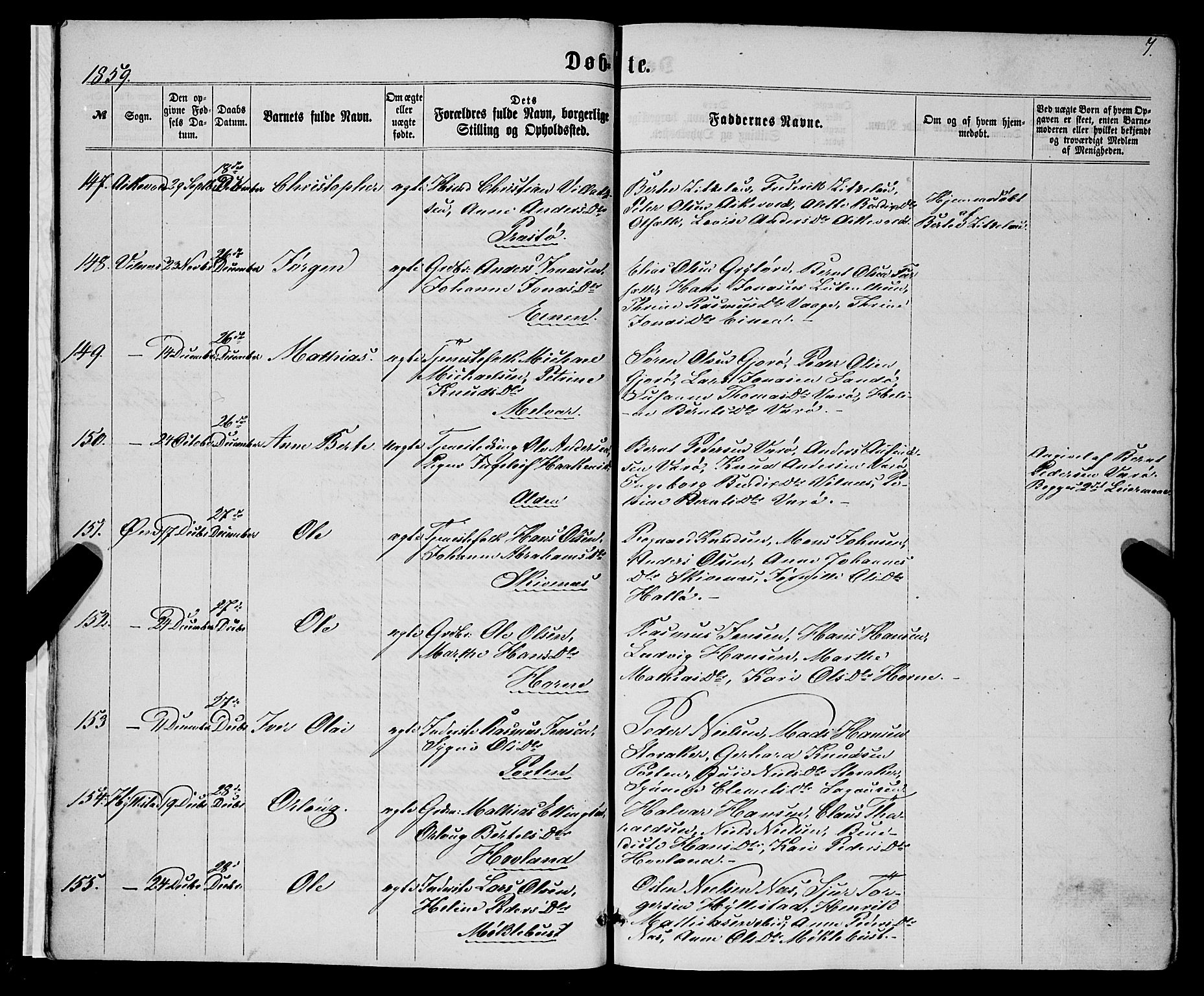 Askvoll sokneprestembete, AV/SAB-A-79501/H/Haa/Haaa/L0012: Parish register (official) no. A 12, 1859-1878, p. 7